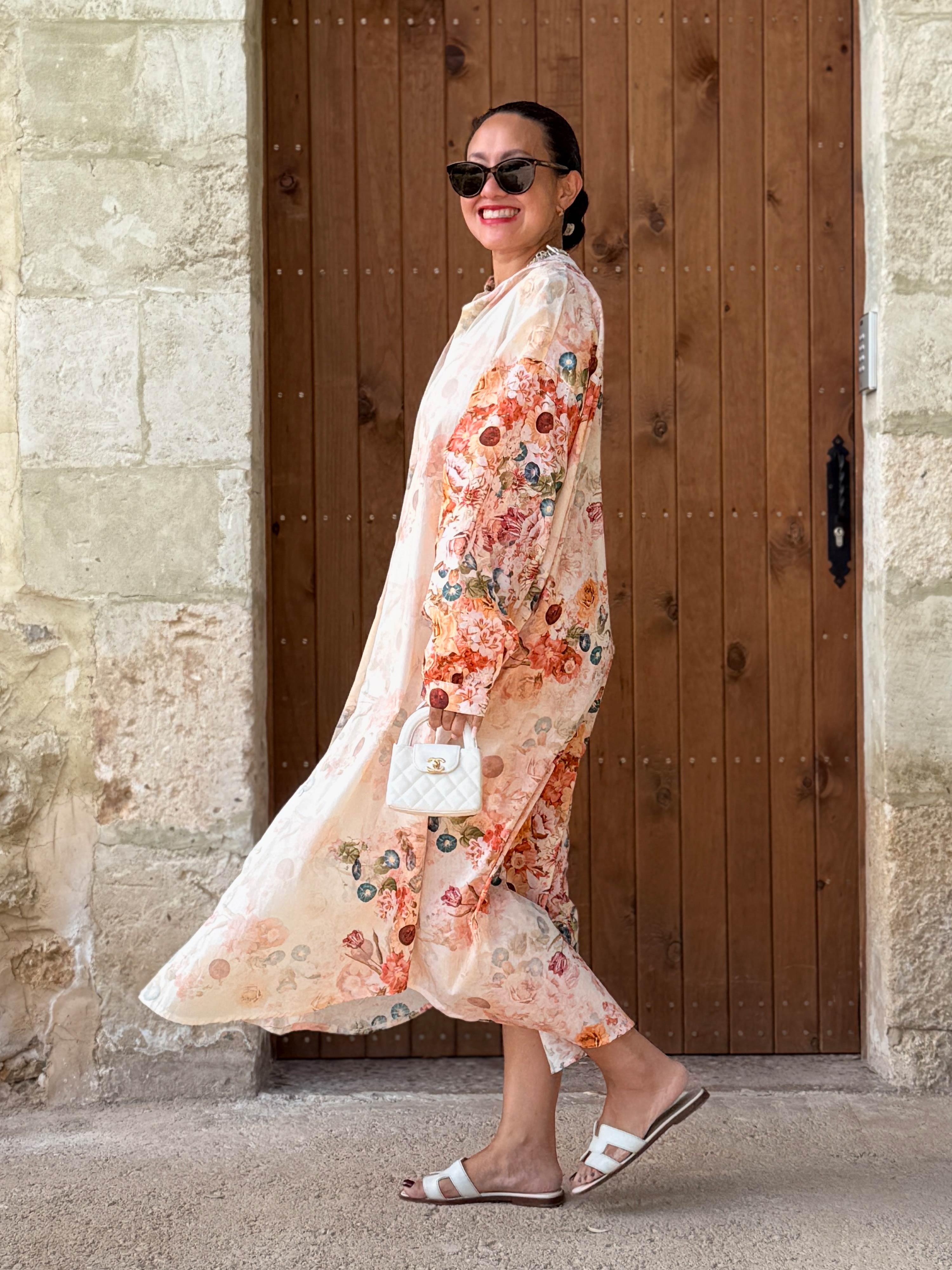 Cotton Oversize Blusenkleid mit Blumenmuster - MILLE FLEURS - Creme Cotton Oversize Blusenkleid mit Blumenmuster - MILLE FLEURS - Creme