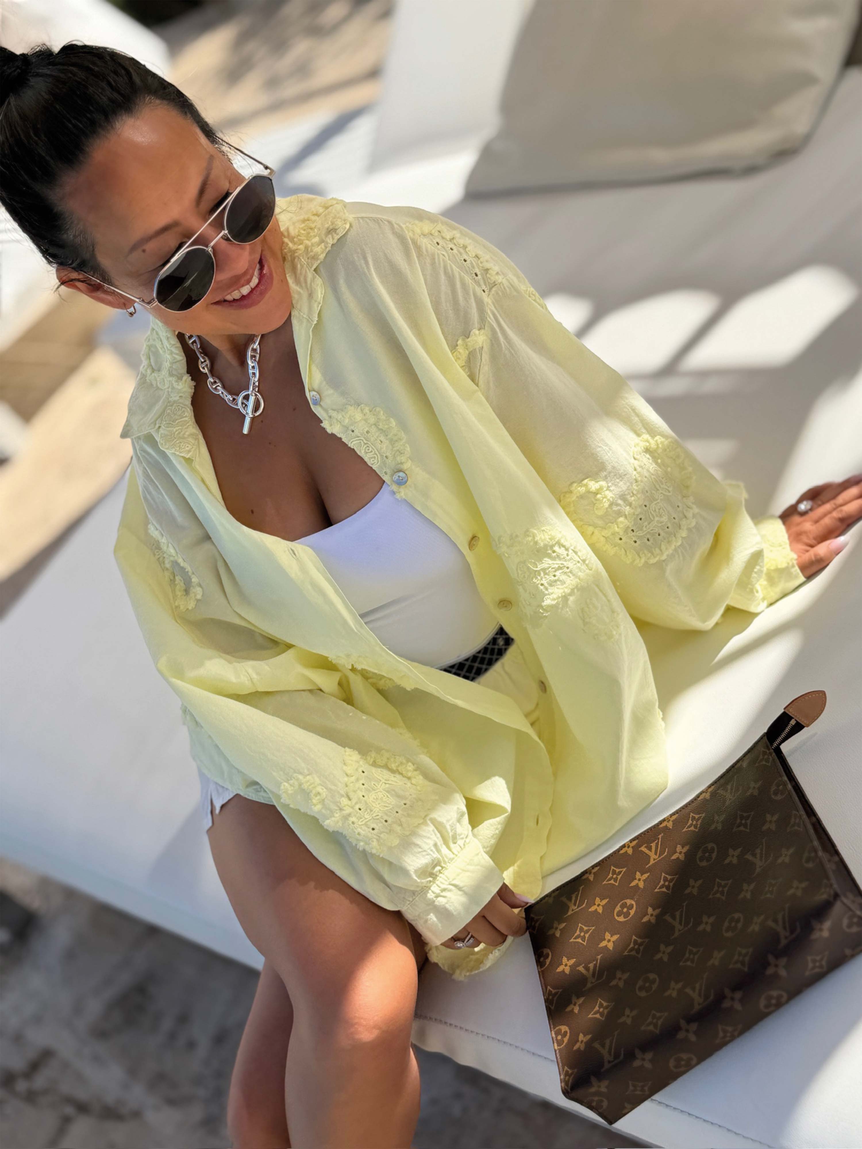 Cotton Oversize Midi Bluse - OHANA - Butter Yellow