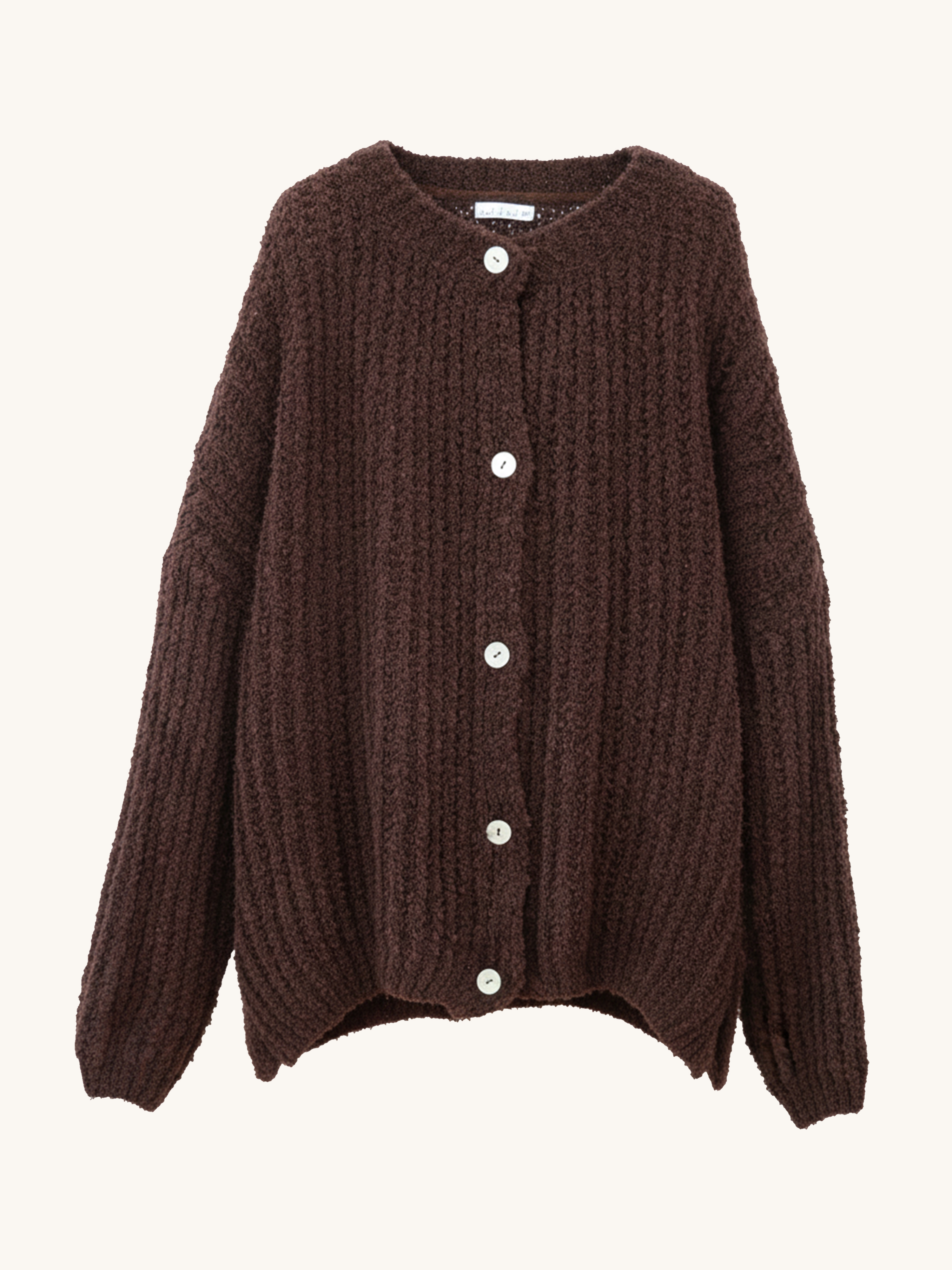 Oversize Bouclé Strickjacke - Schoko