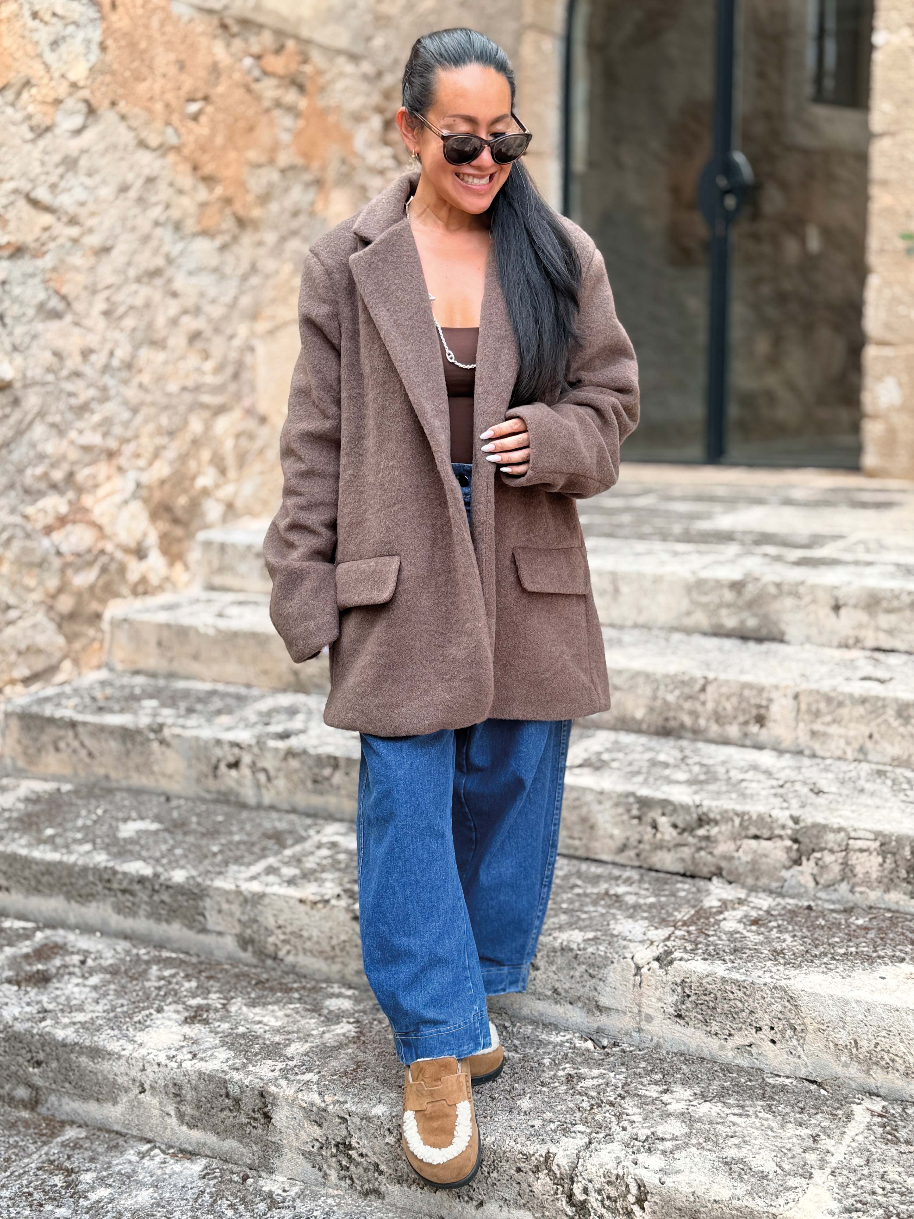 Oversize Blazer Jacke - SIGNATURE - Schoko