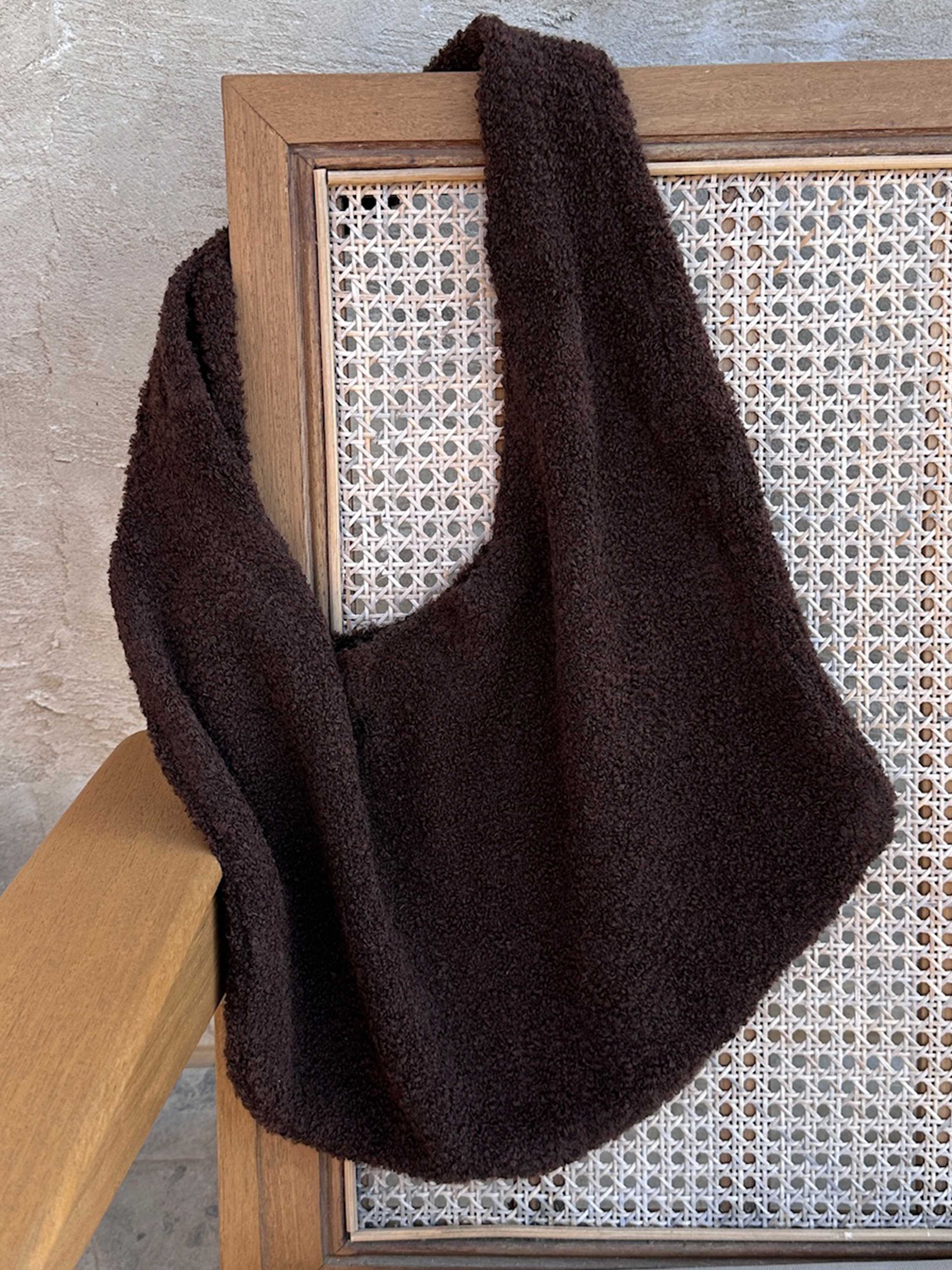 Bouclé Strick Beutel Tasche - Schoko