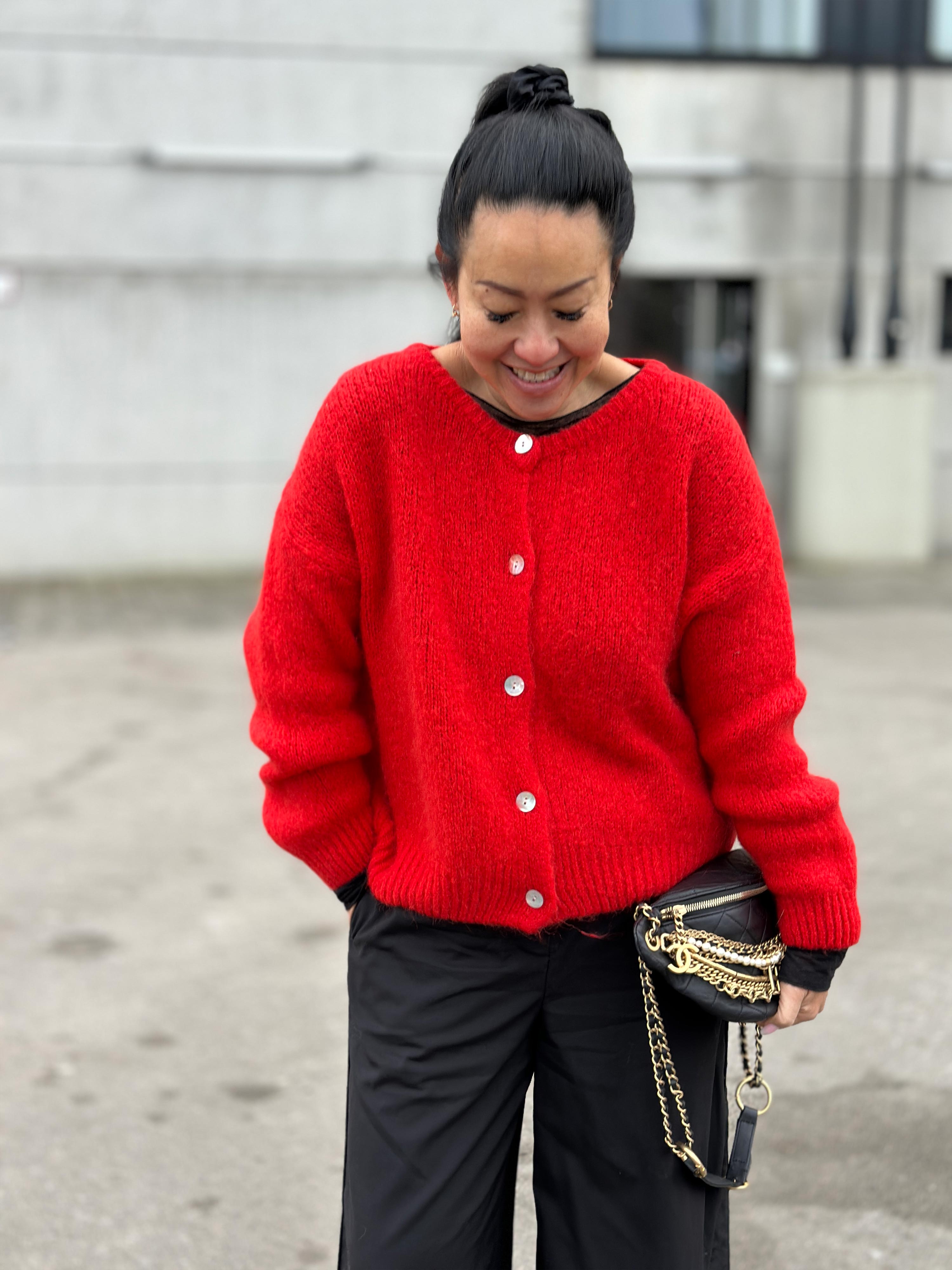 Strickjacke mit Baby-Alpakawollanteil - Rot Strickjacke mit Baby-Alpakawollanteil - Rot