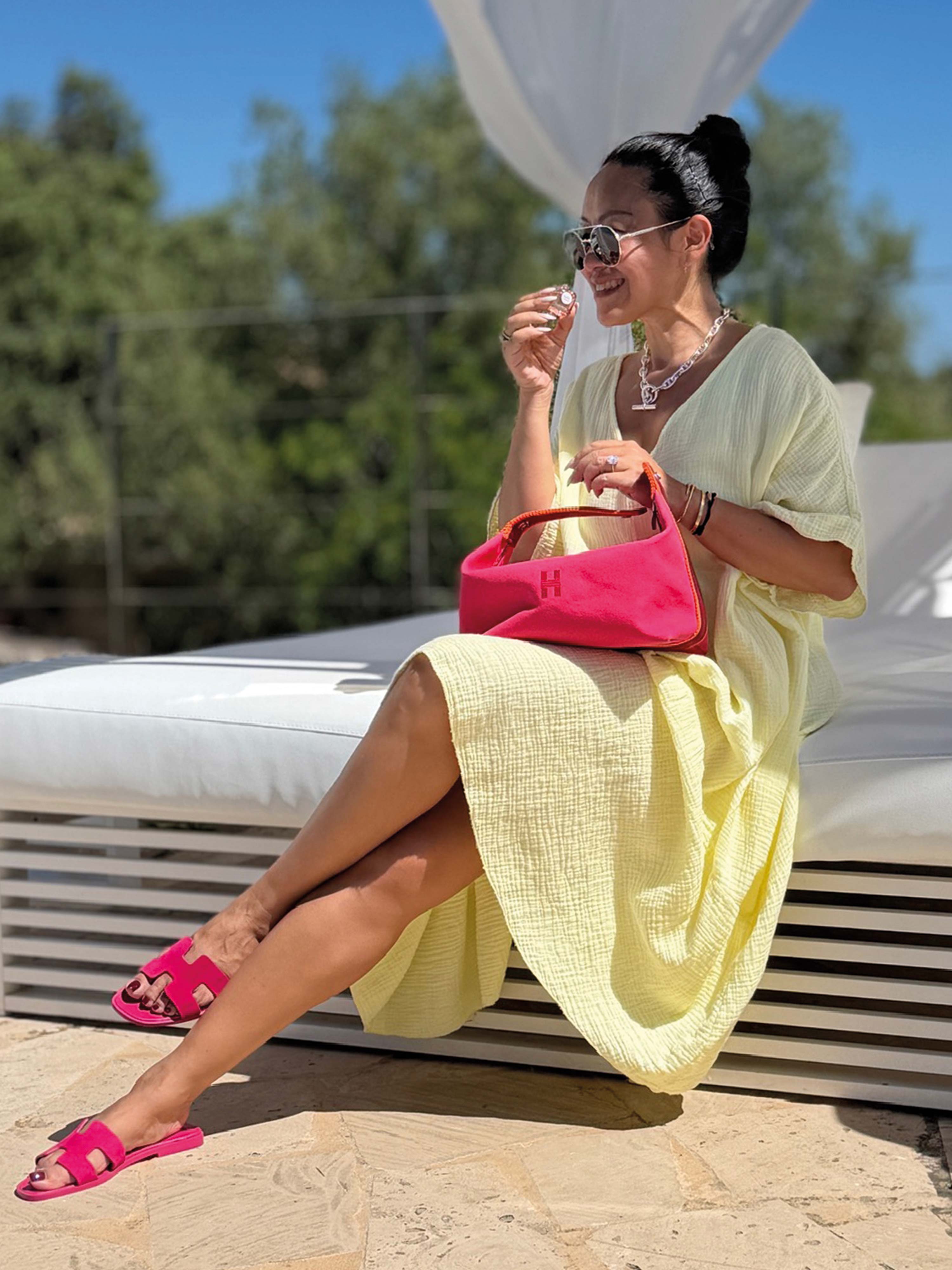 Musselin Tunika Long mit V-Ausschnitt - Butter Yellow
