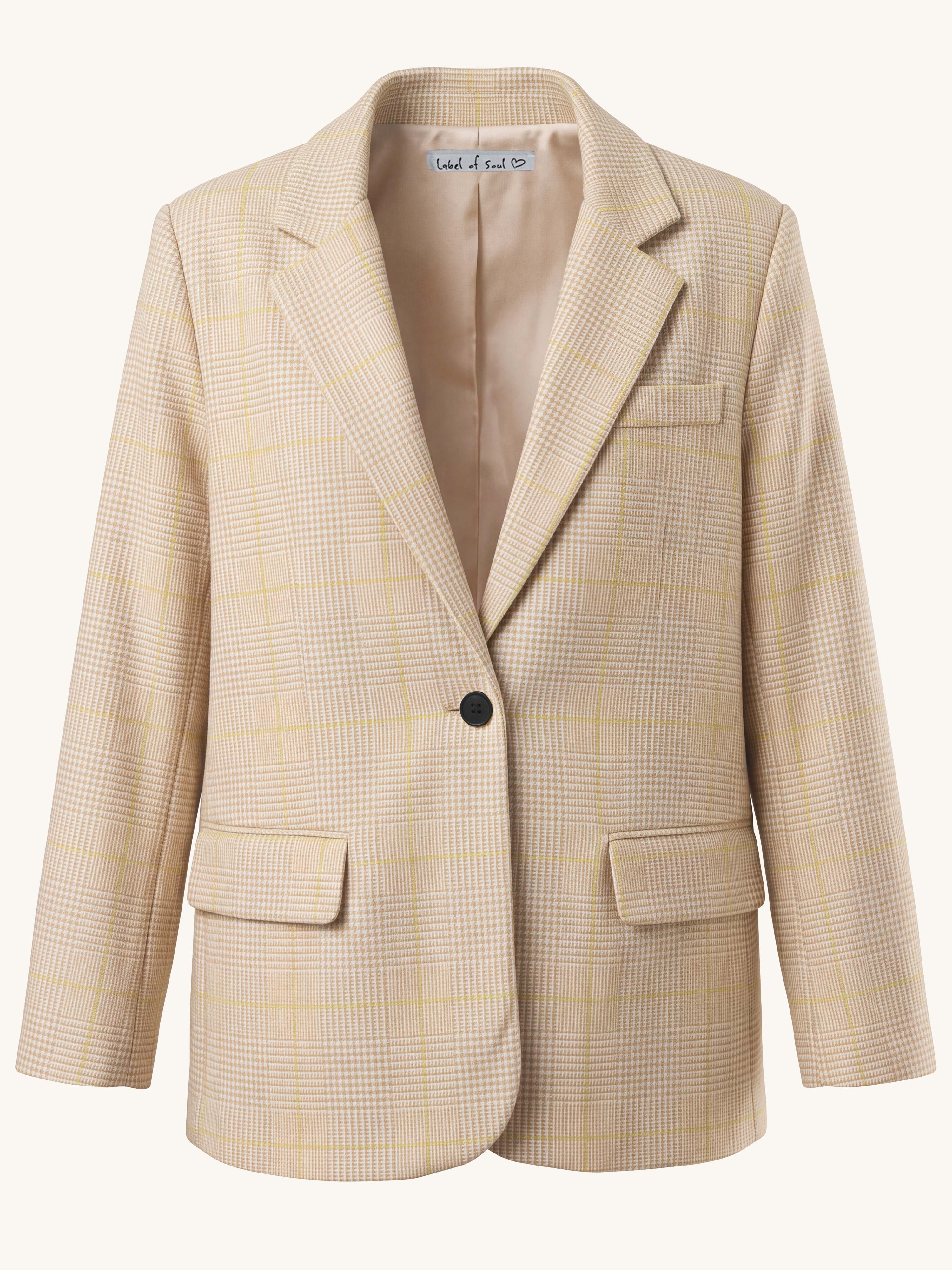 Oversize Blazer Jacke - KARO - Oatmeal