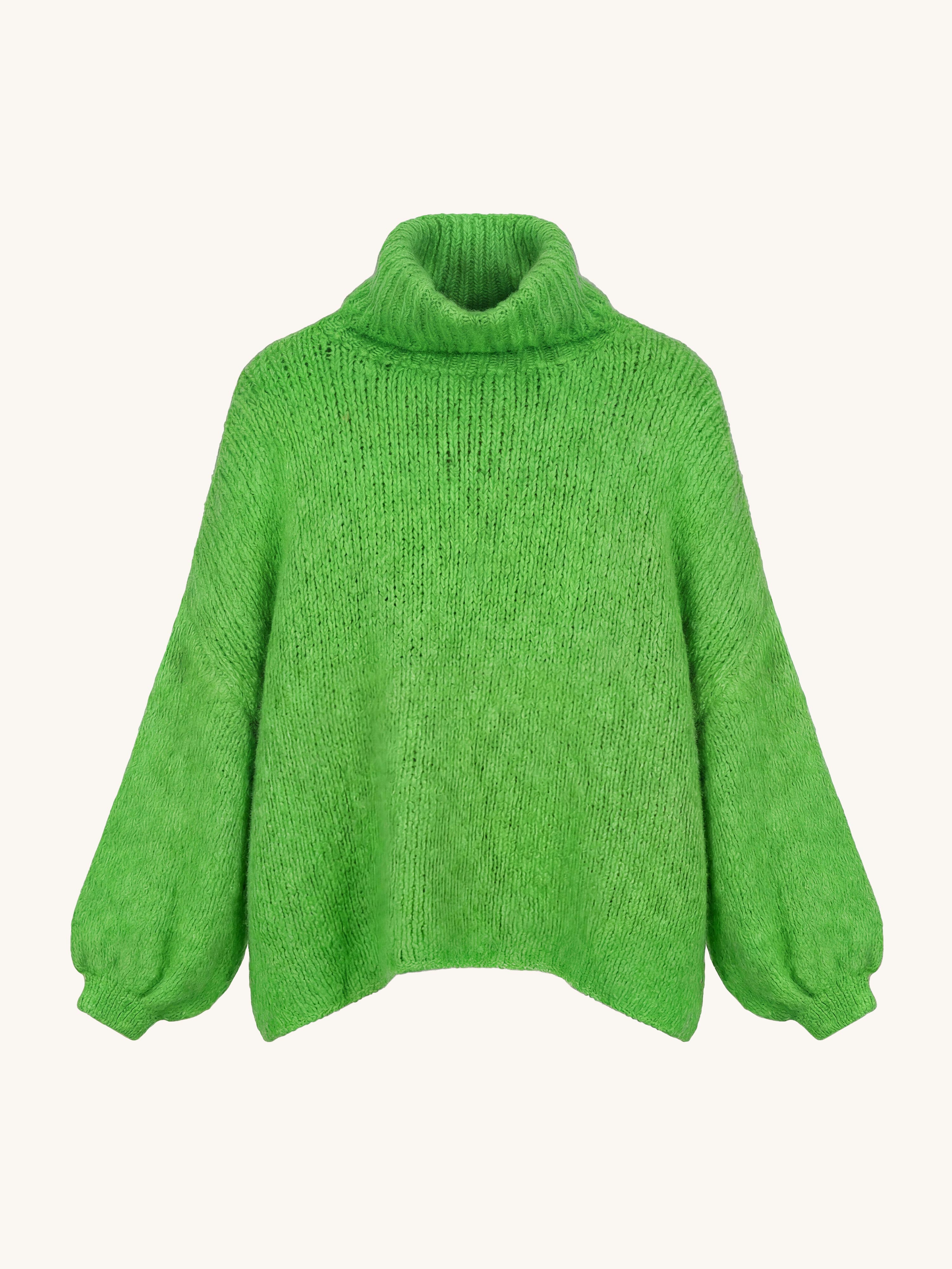 Oversize Pullover mit Rollkragen - FLAUSCHI - Grün