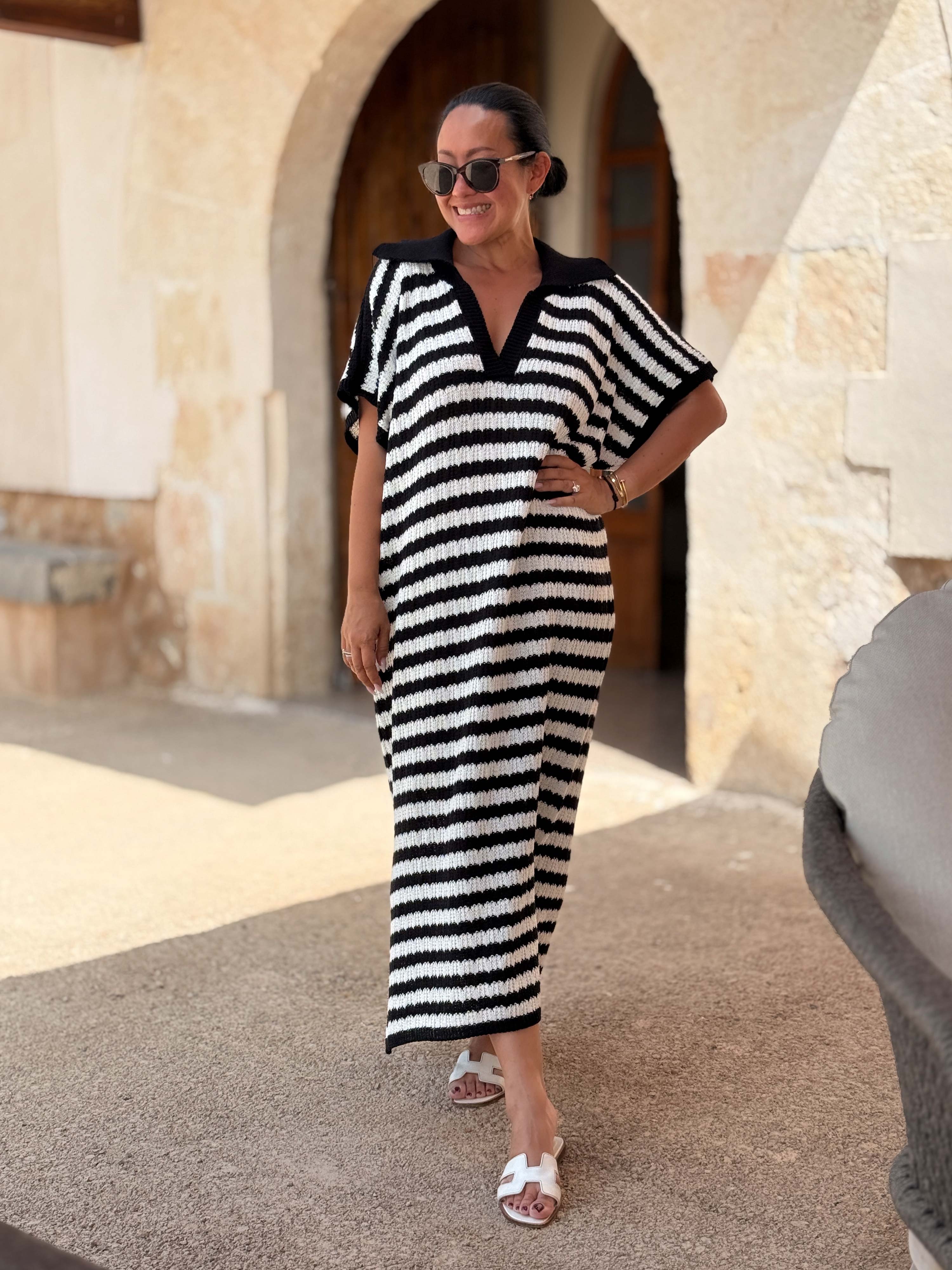 Häkelkleid Manacor - ONESIZE - STRIPES Schwarz