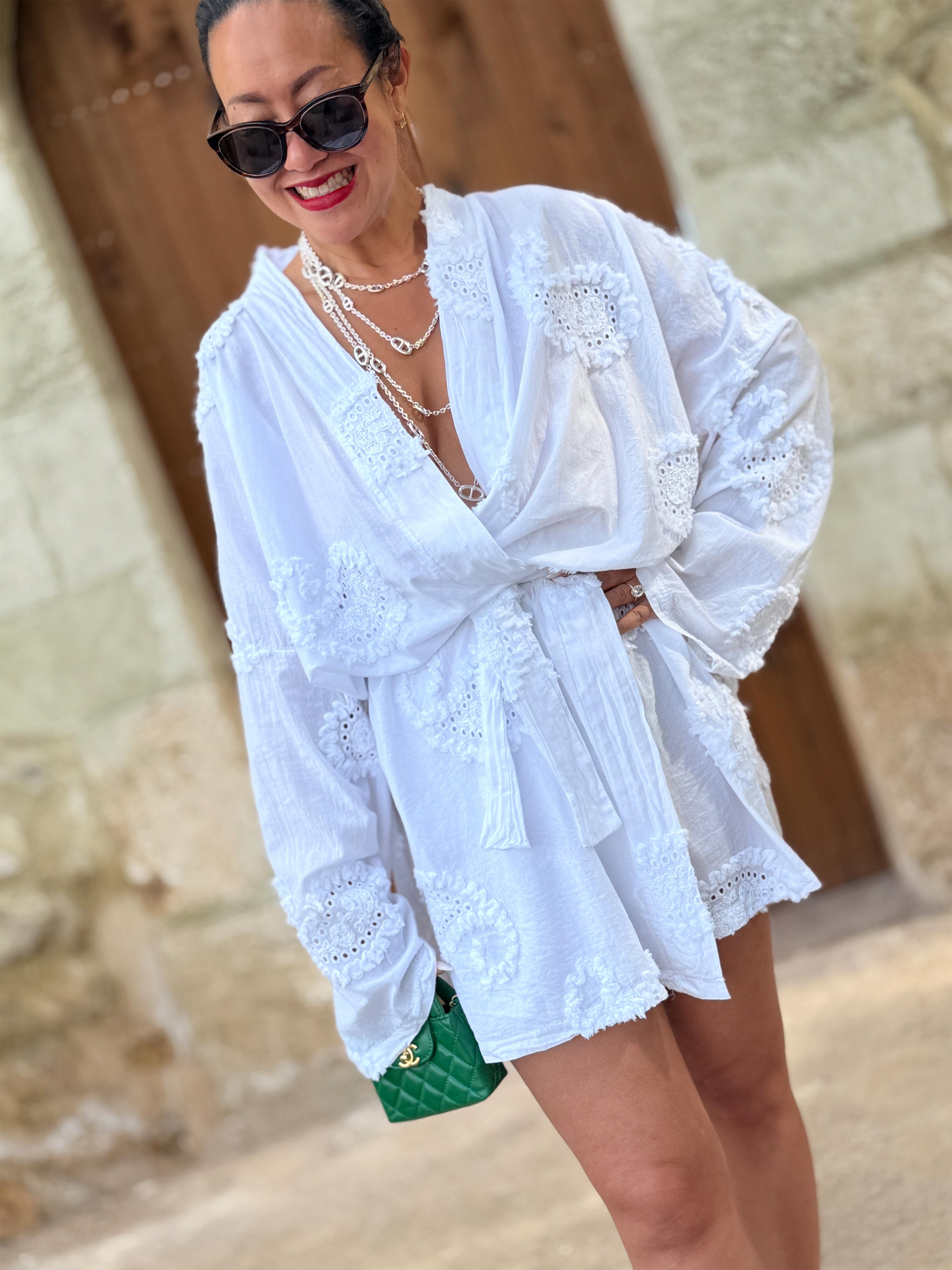 Wickel Kimono Kleid - MOANA - Weiß