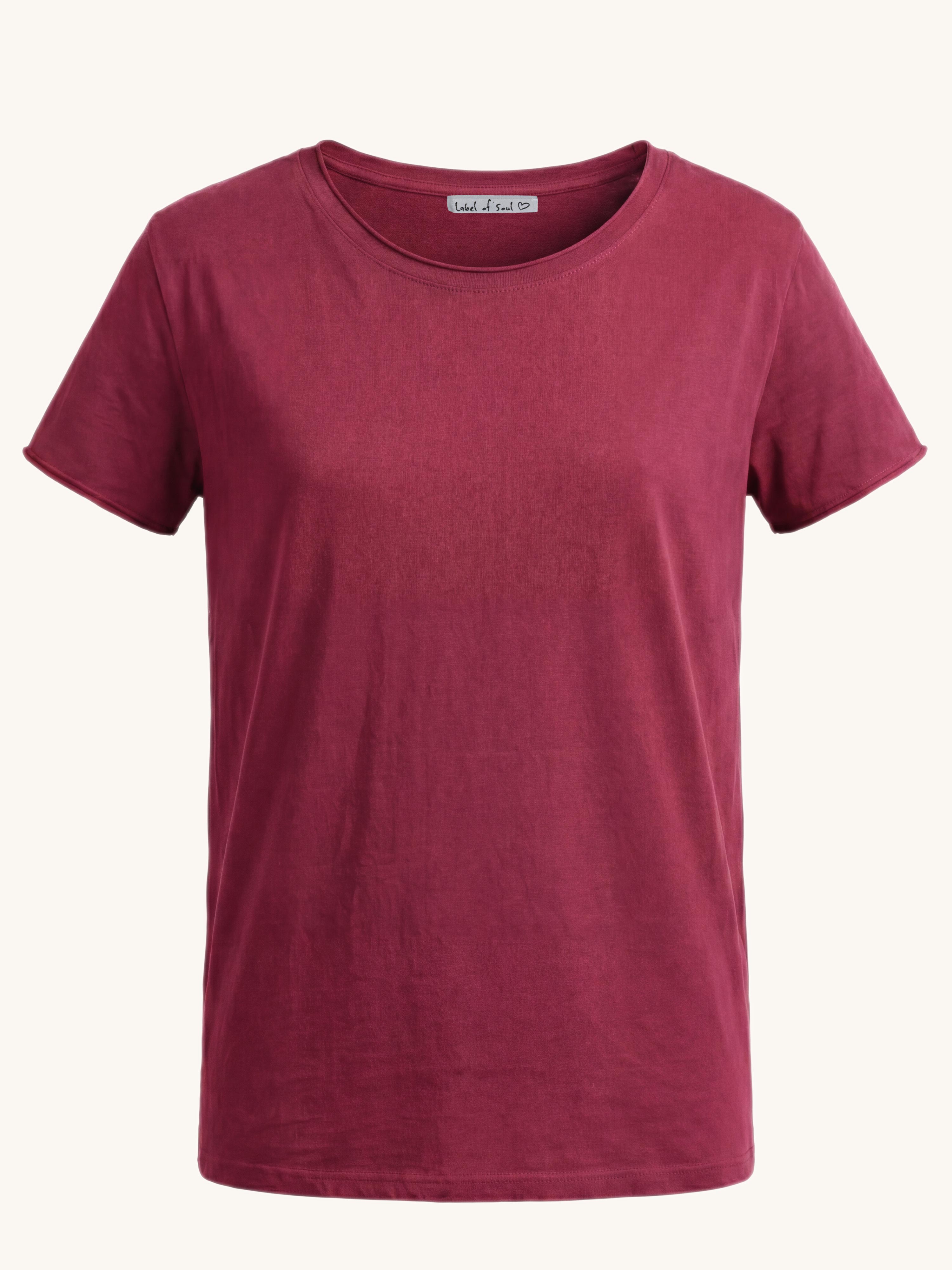 Basic Long Kurzarmshirt - Burgundy