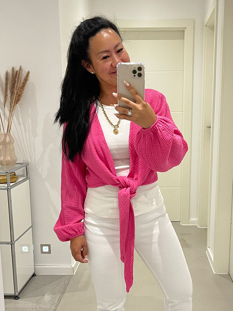 Musselin Bolero Bluse - Pink