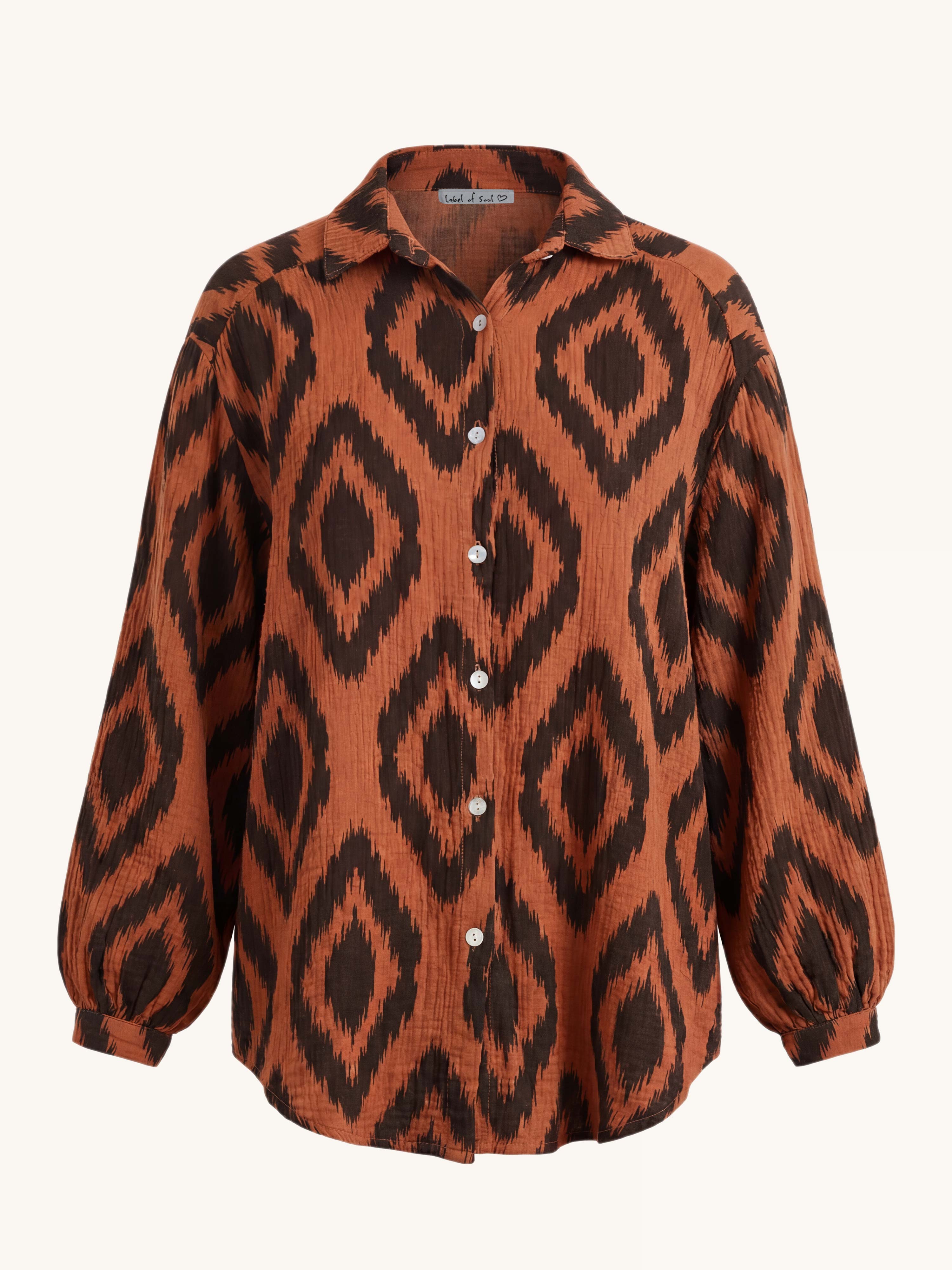 Musselin Midi Oversize Bluse - GEMUSTERT - Pumpkin