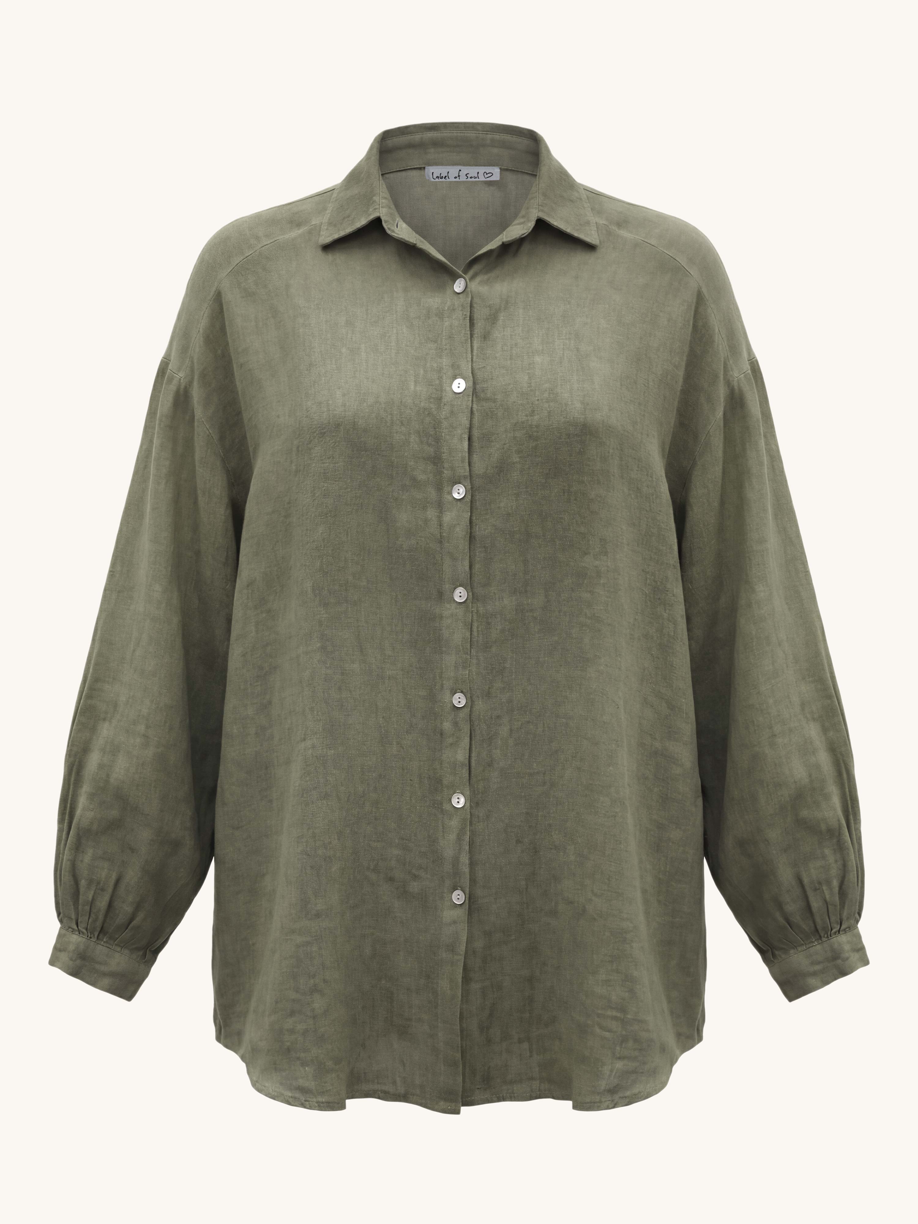 Cotton Long Oversize Bluse - Must Have - Matcha