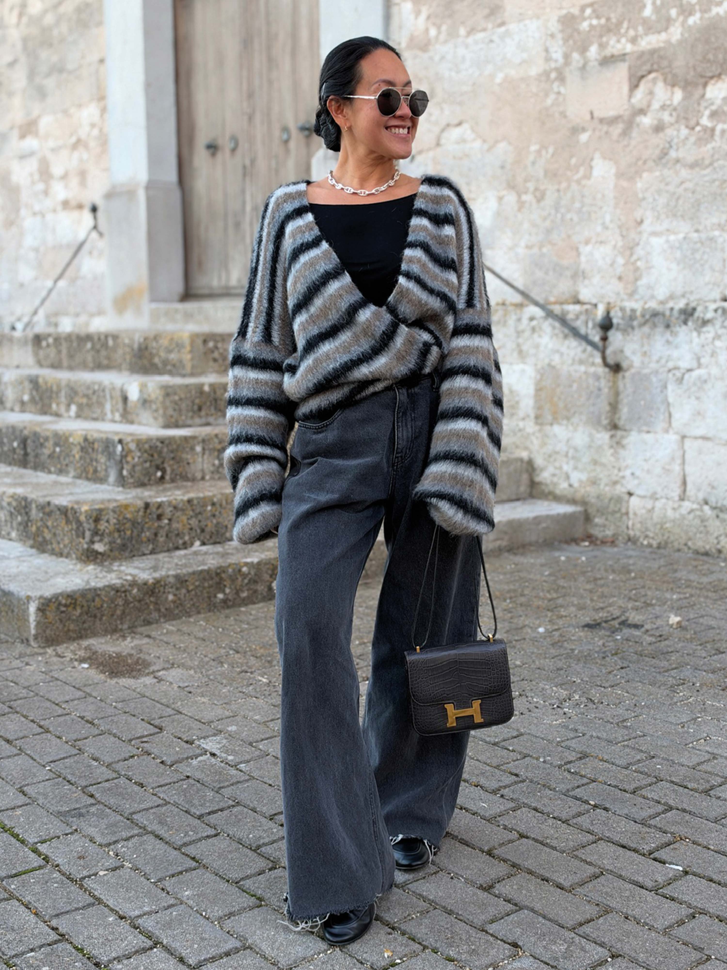 Oversize Cardigan - FLUFFY - Schwarz