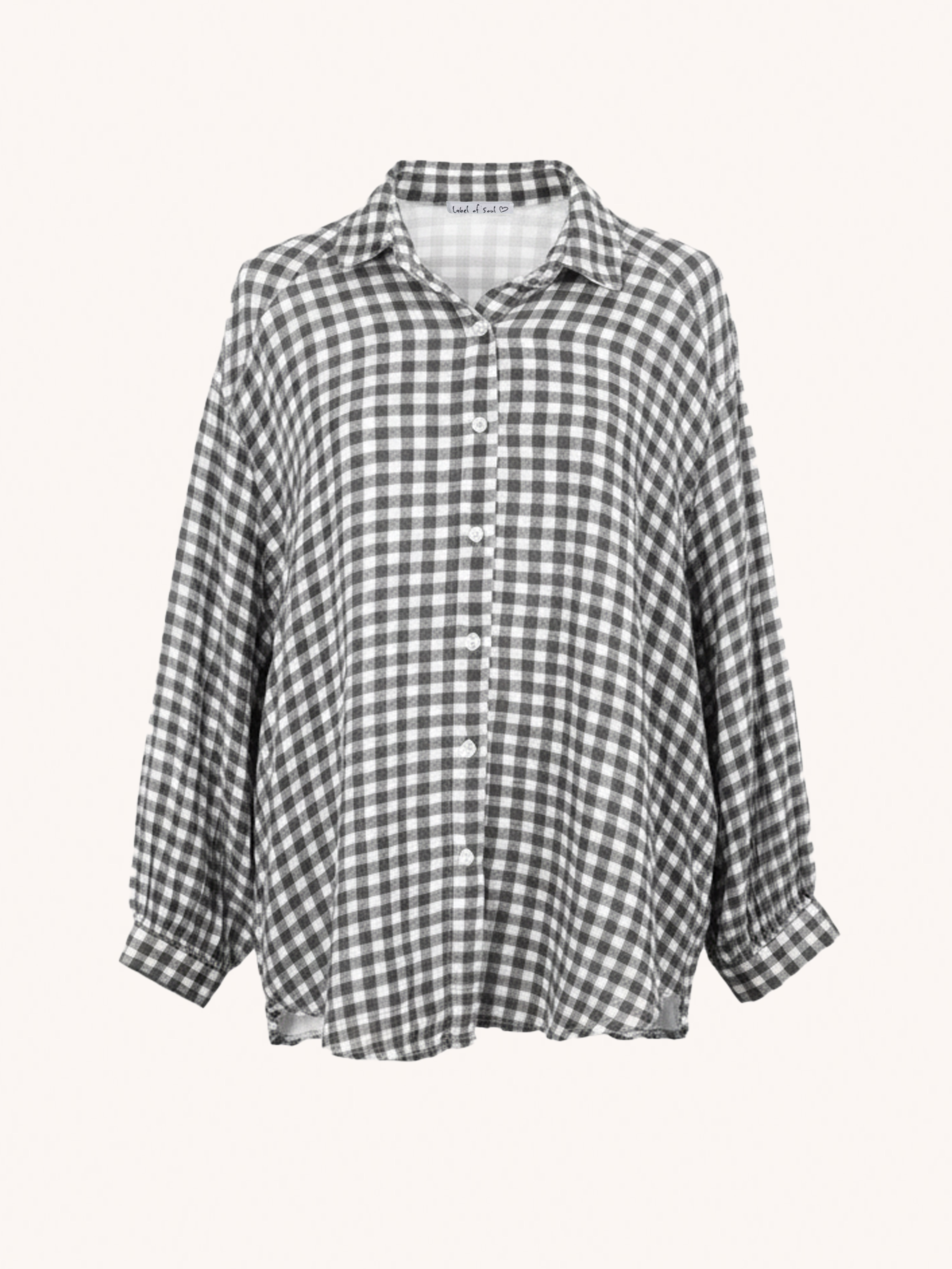 Musselin Midi Oversize Bluse - KARO Schwarz