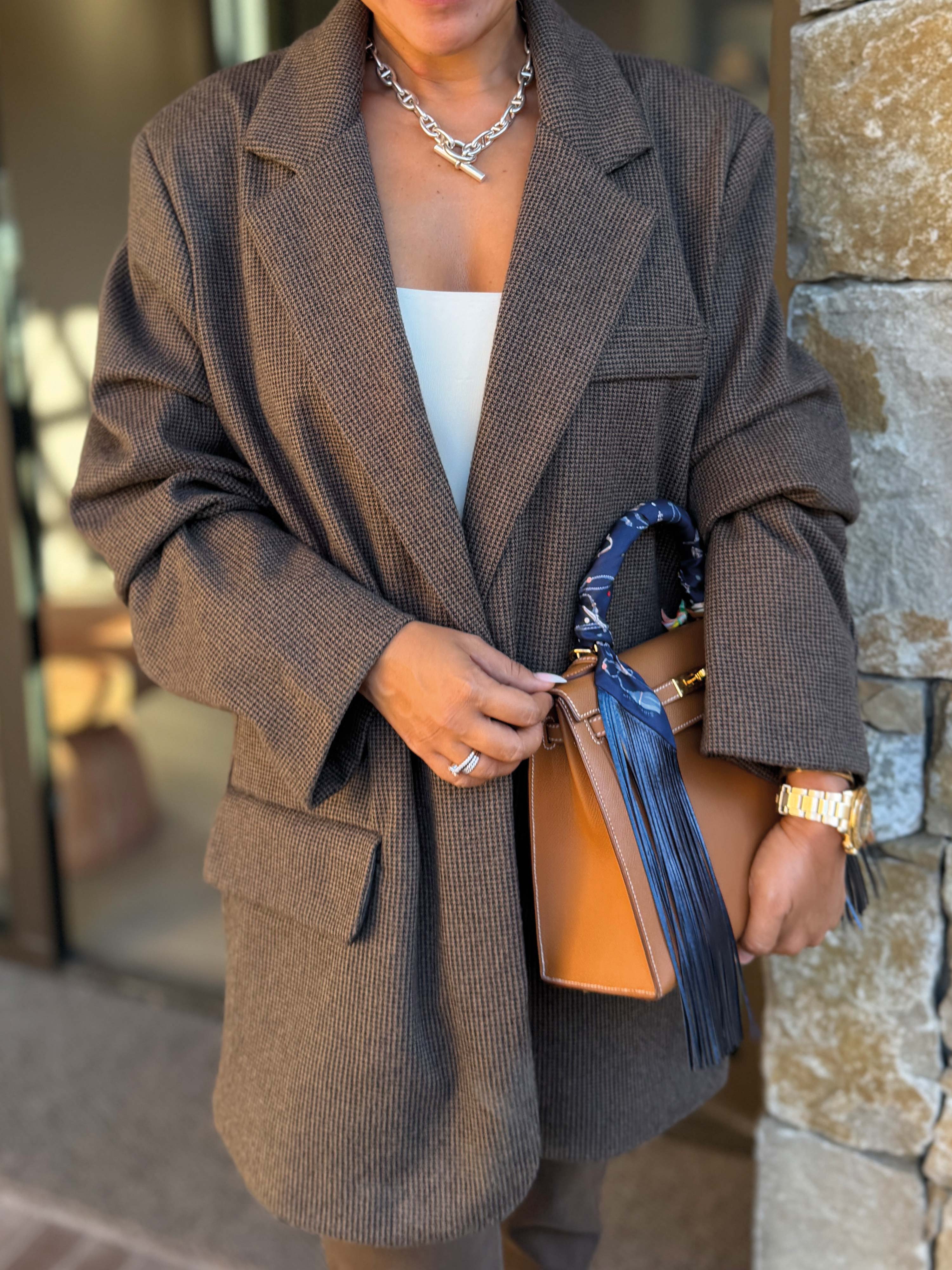 Oversize Blazer Jacke - KARO - Moro