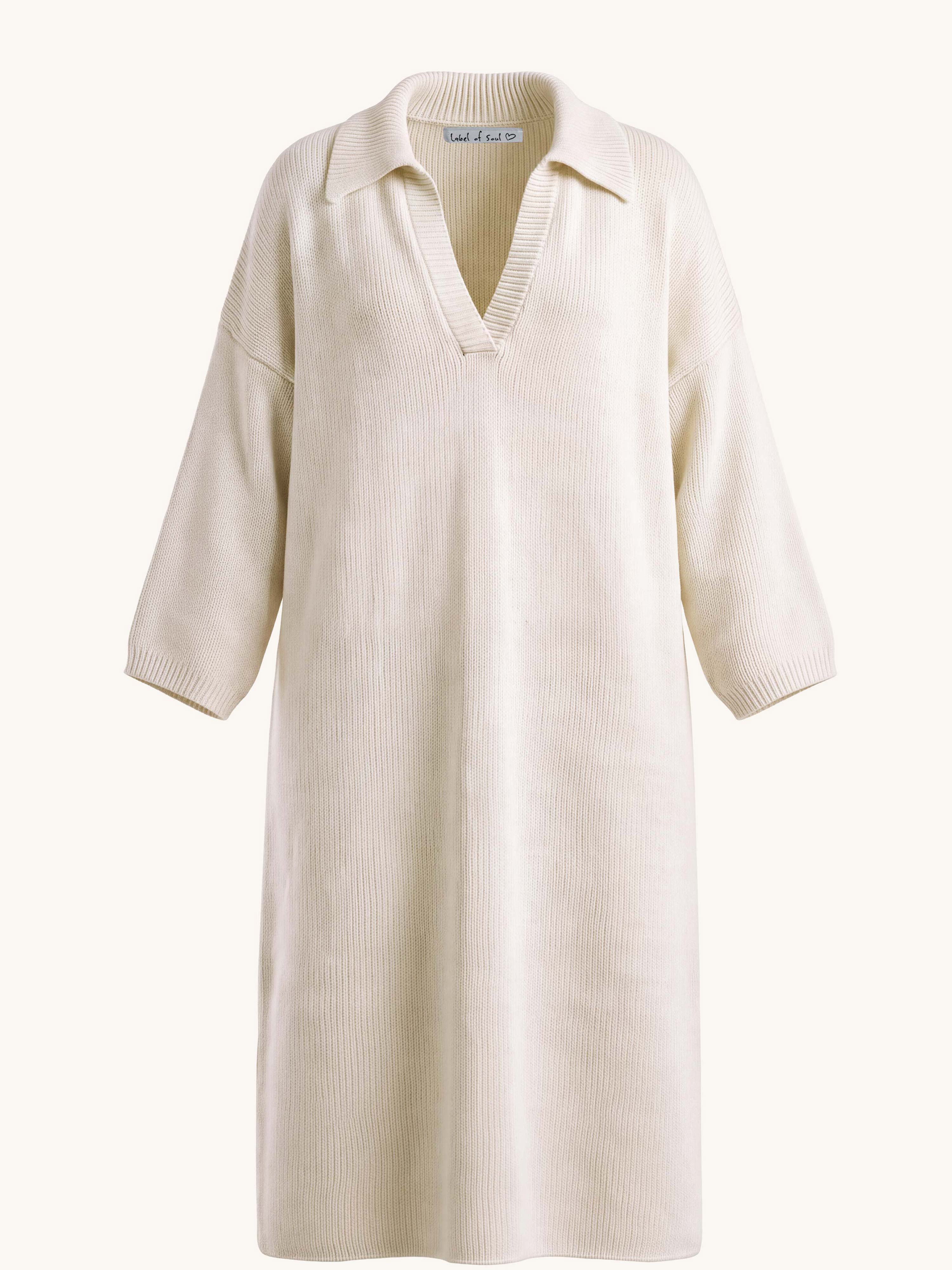 Langarm Strickkleid Santanyi - CURVY - Creme