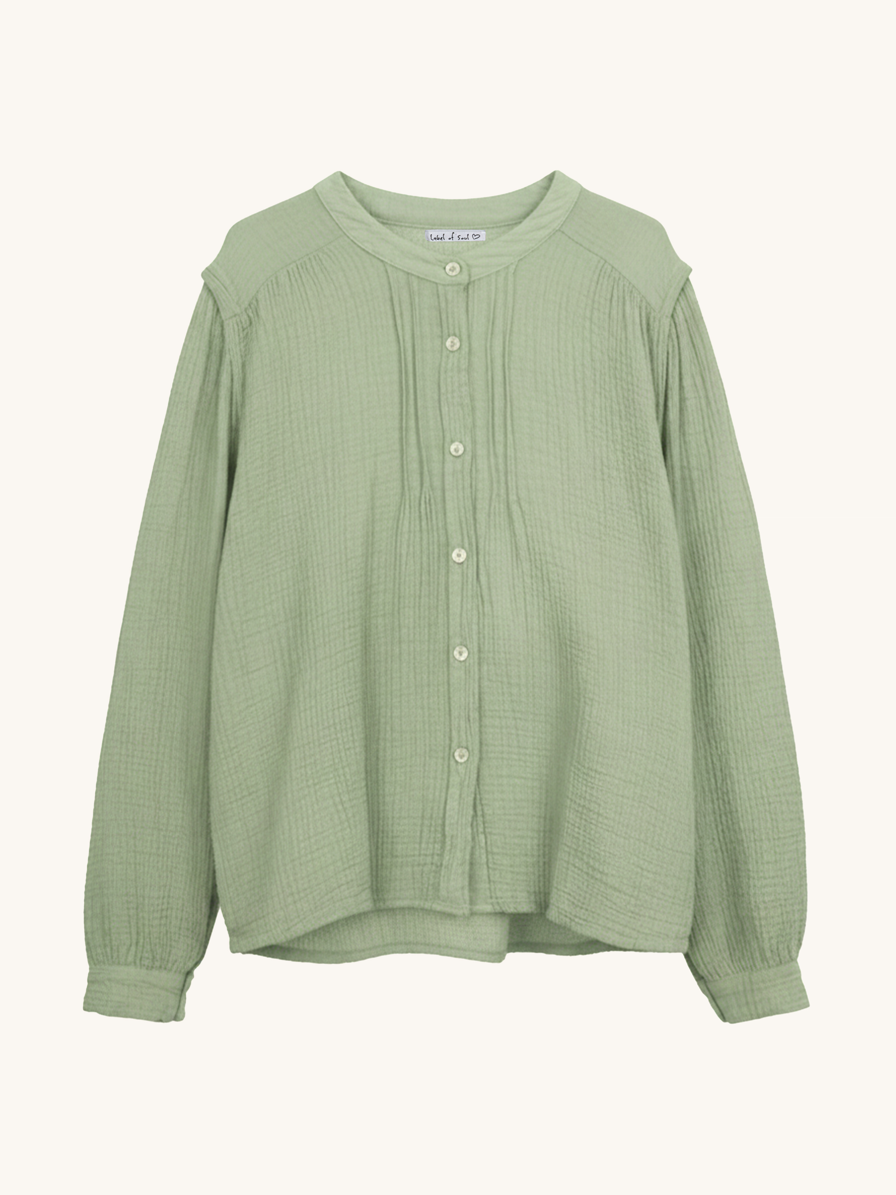 Musselin Oversize Rundhals Bluse - FLORENCE - Matcha