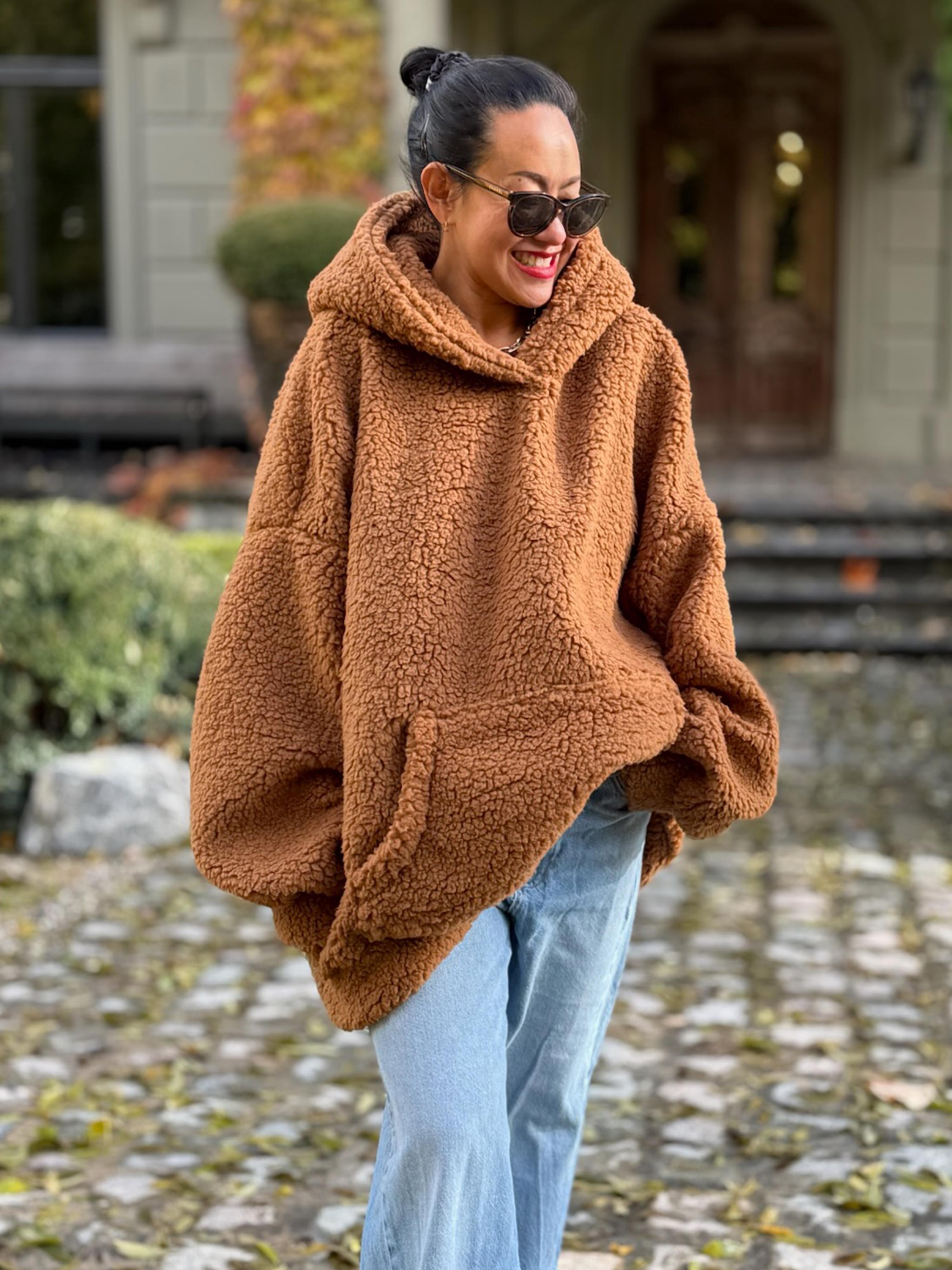 Oversize Teddylook Hoodie - Camel