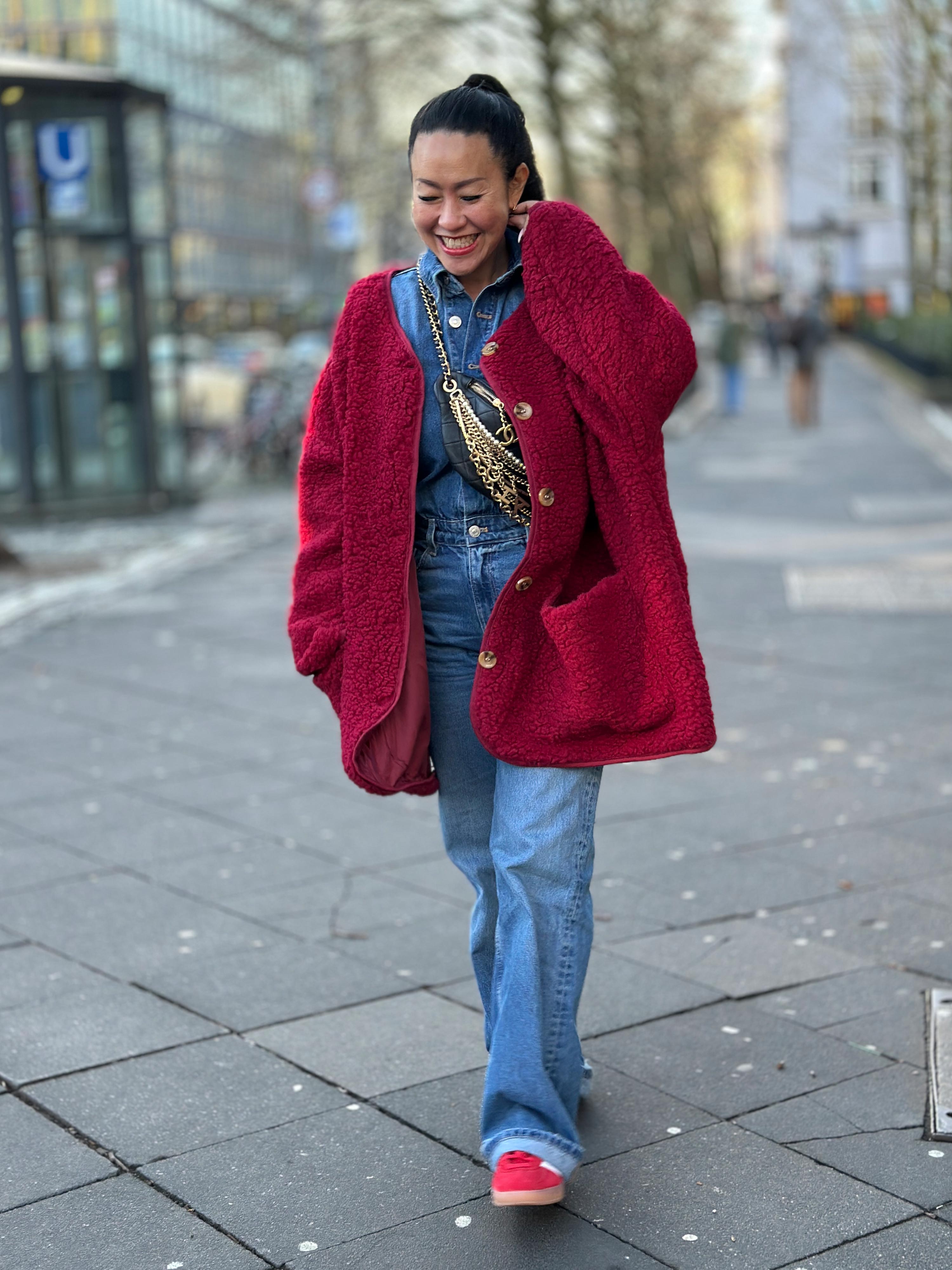 Teddylook Oversize Jacke - ICON - Rouge