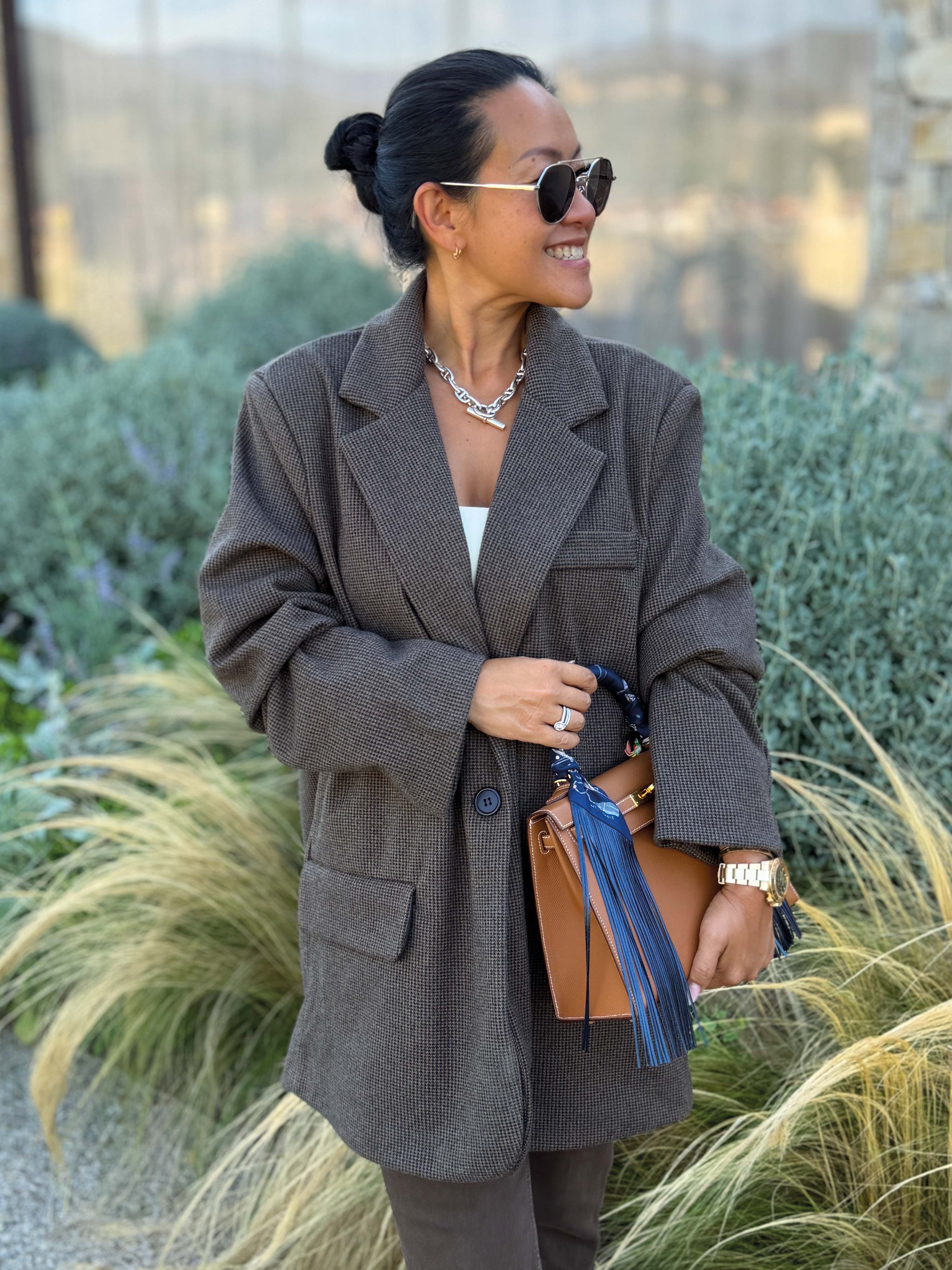 Oversize Blazer Jacke - KARO - Moro