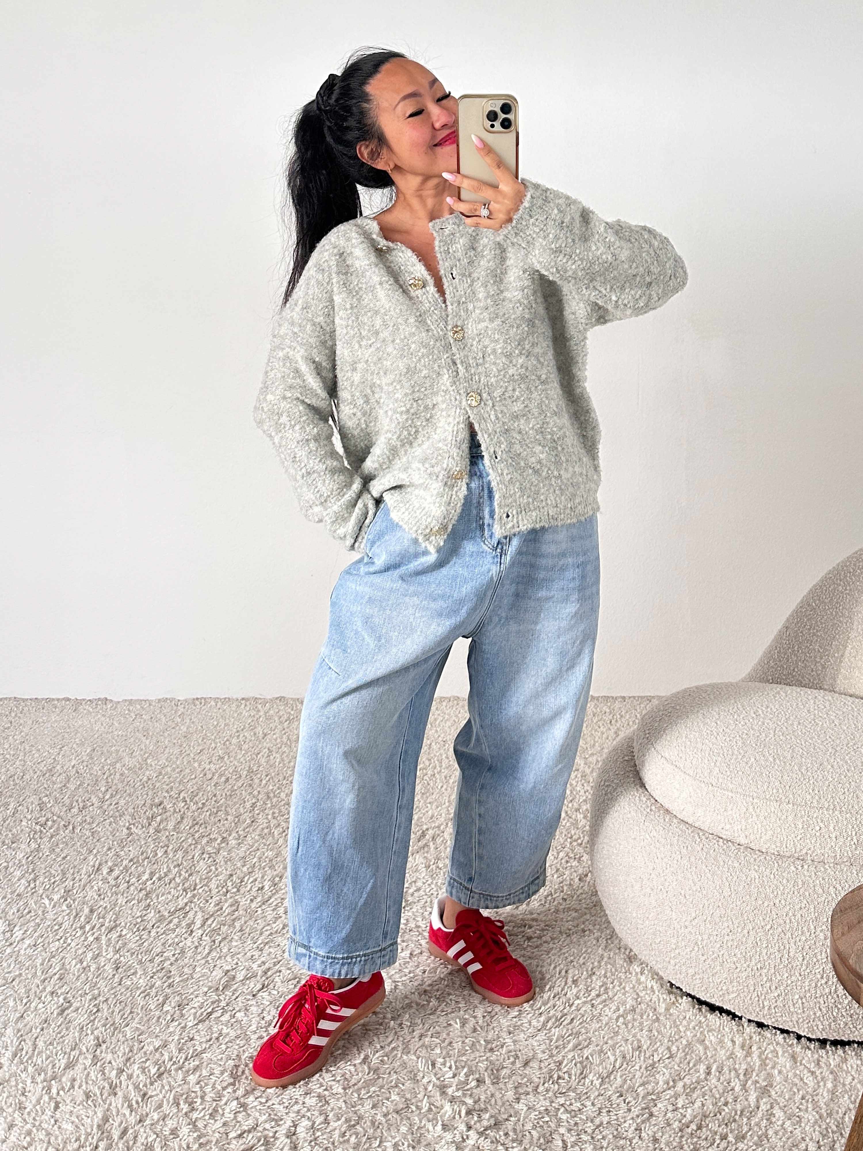 Cardigan mit Rundhalsausschnitt - BUTTONI - Grau Cardigan mit Rundhalsausschnitt - BUTTONI - Grau