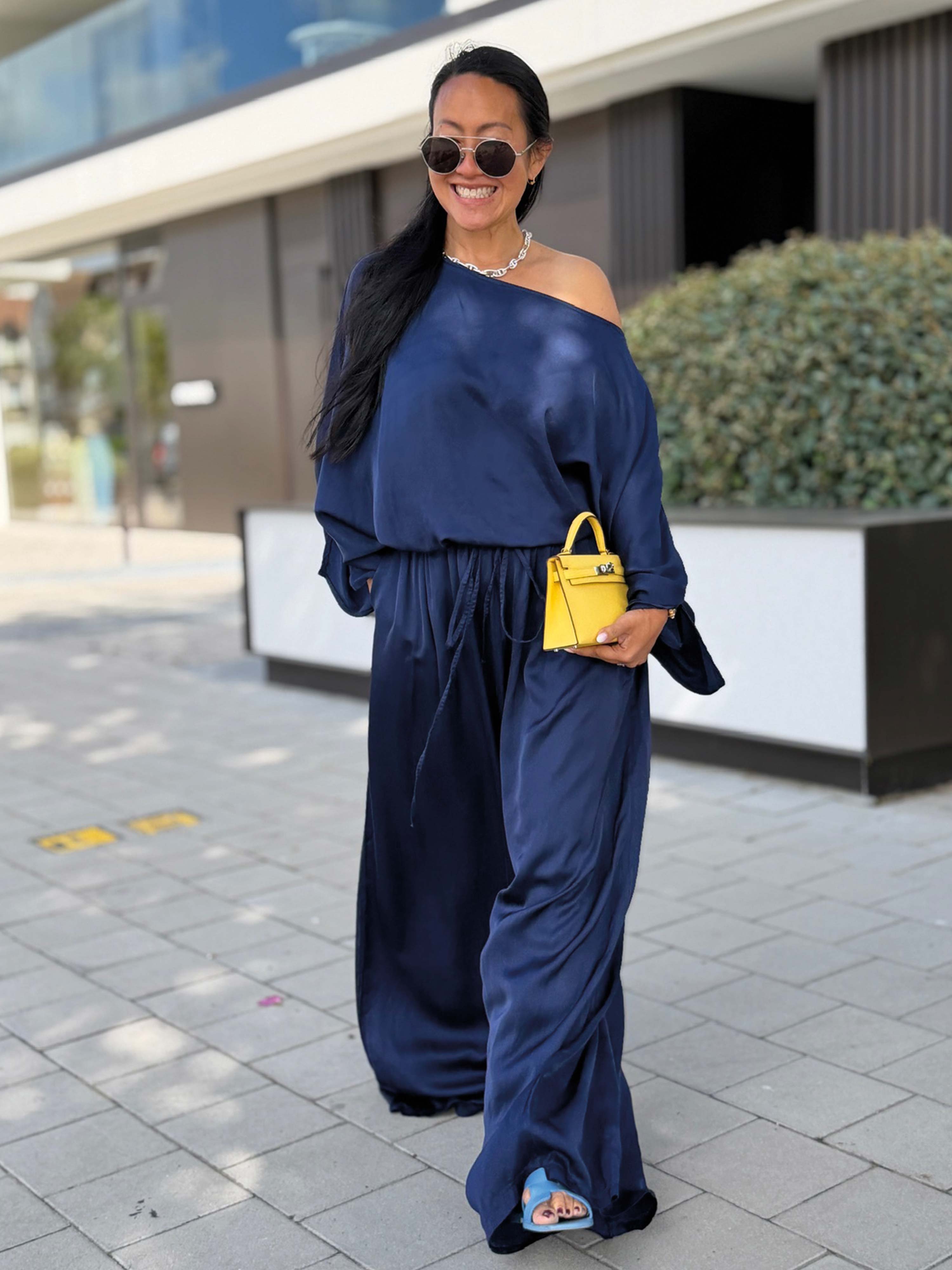 Oversize Viskose Poncho - ELEGANCE - Navy