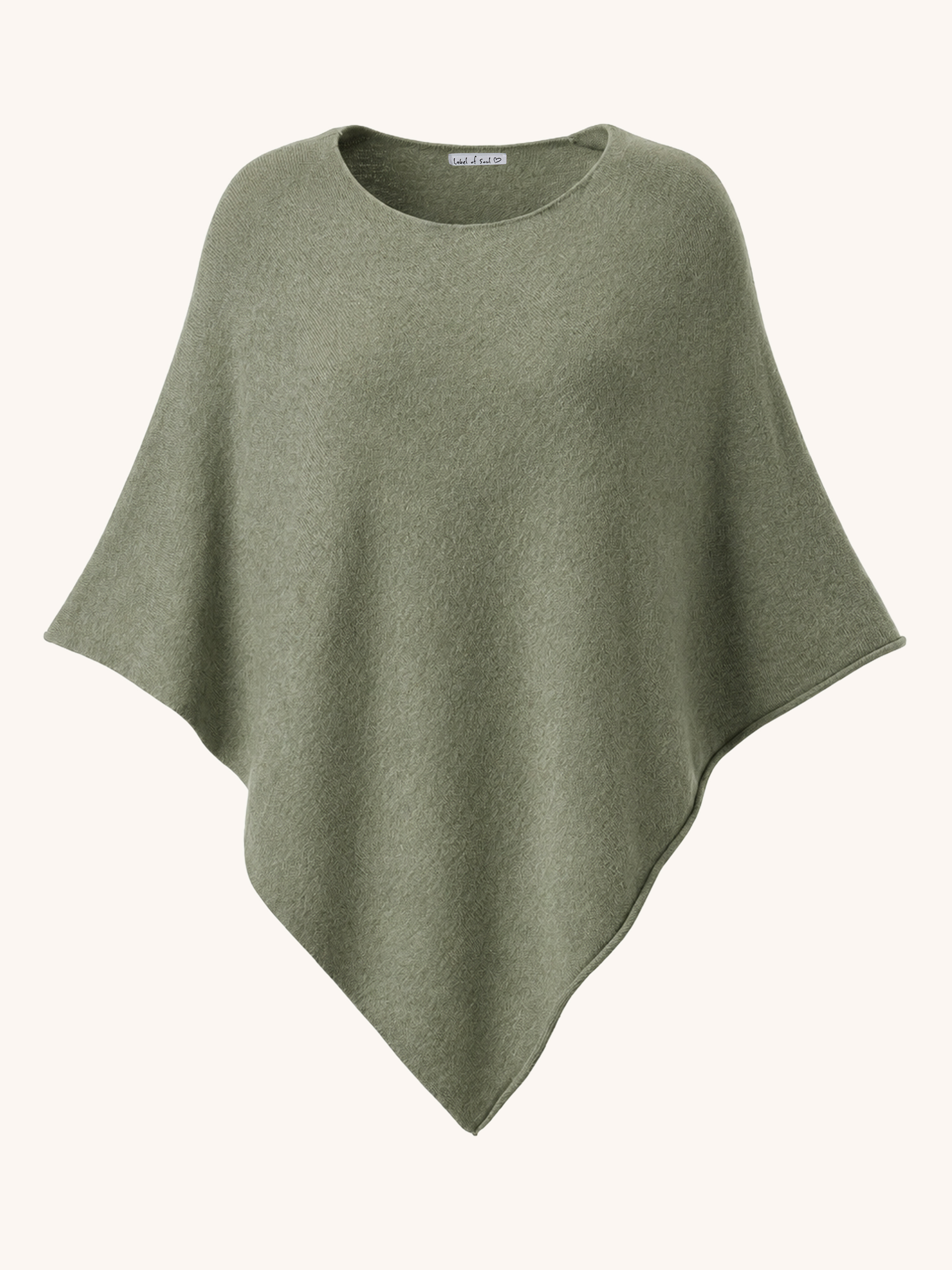 Oversize Viskose Strick Poncho Cape - Matcha