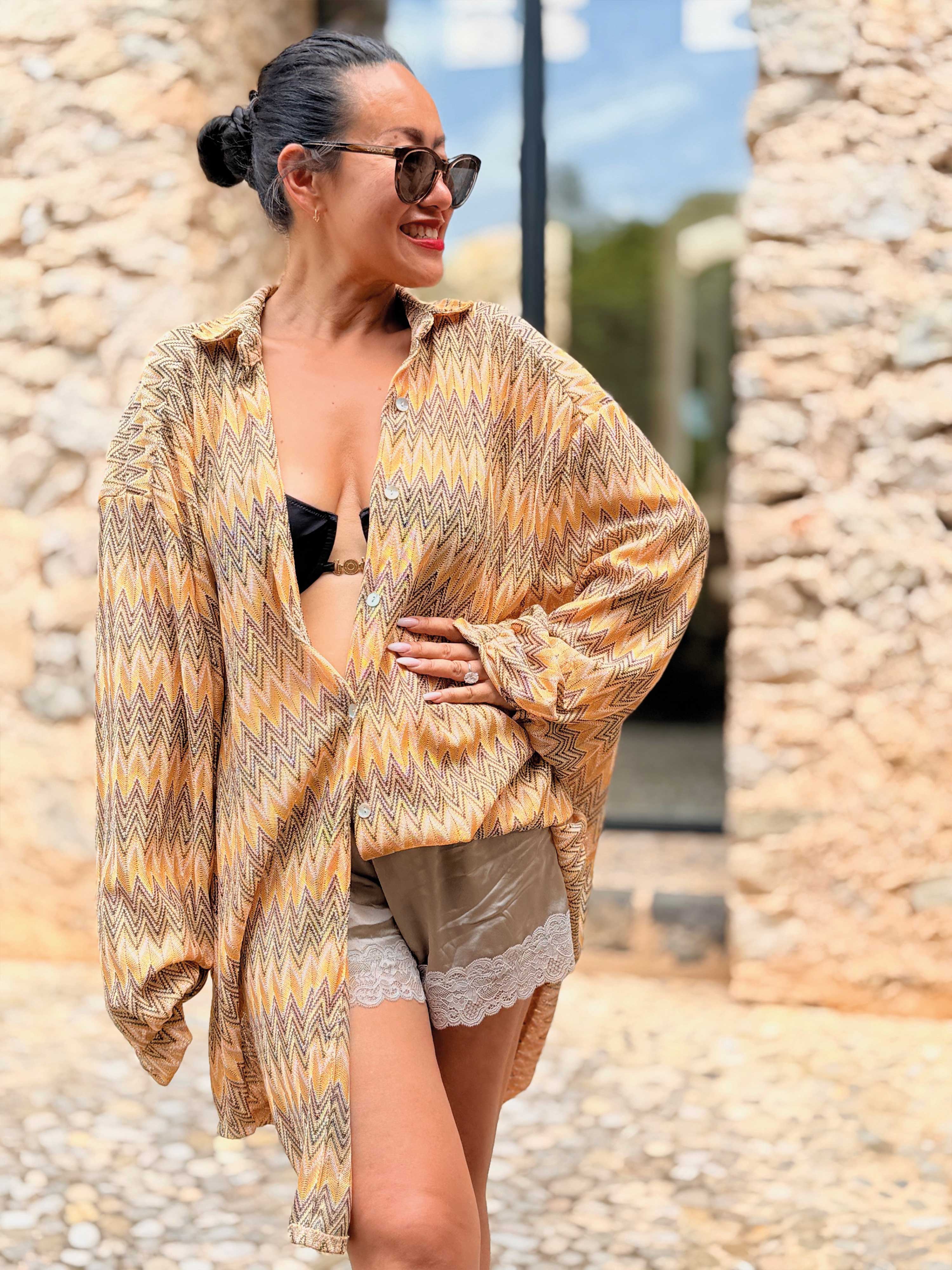 Long Oversize Bluse - IBIZA BREEZE - Honey