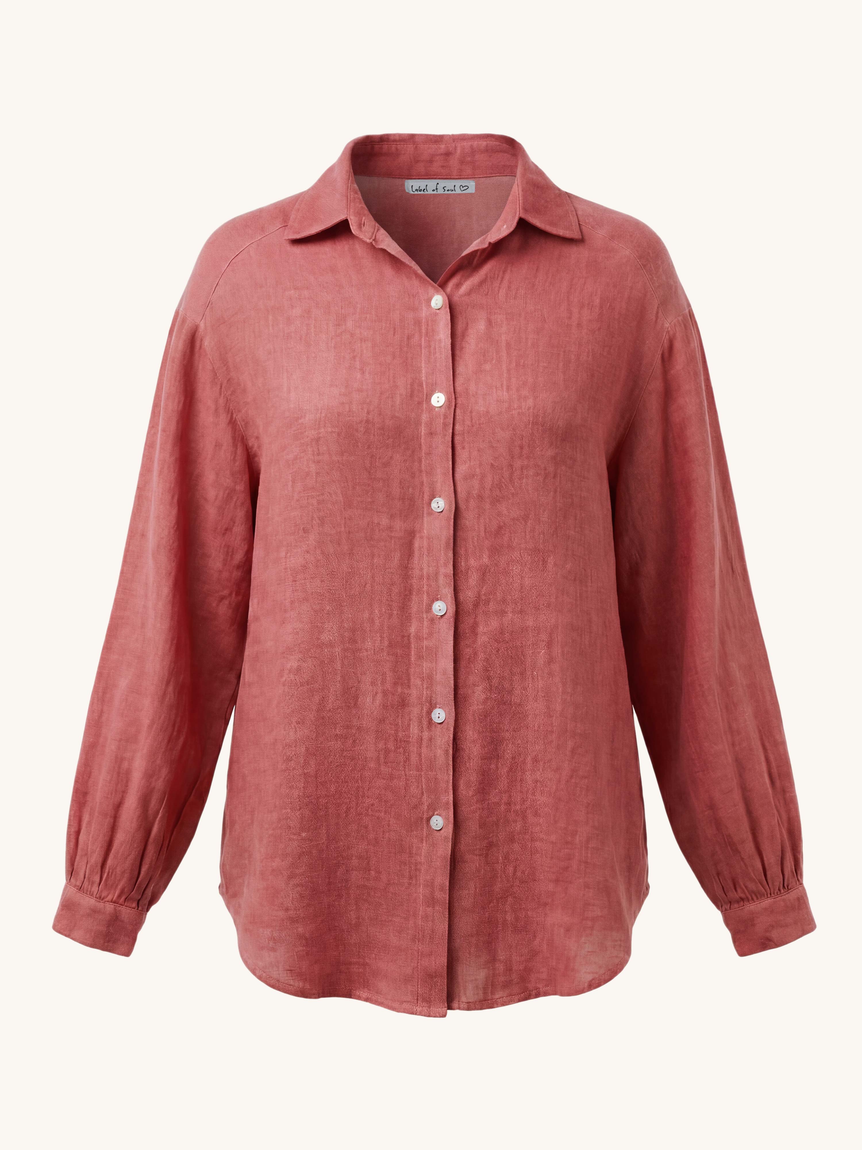 Cotton Midi Oversize Bluse - Rosewood