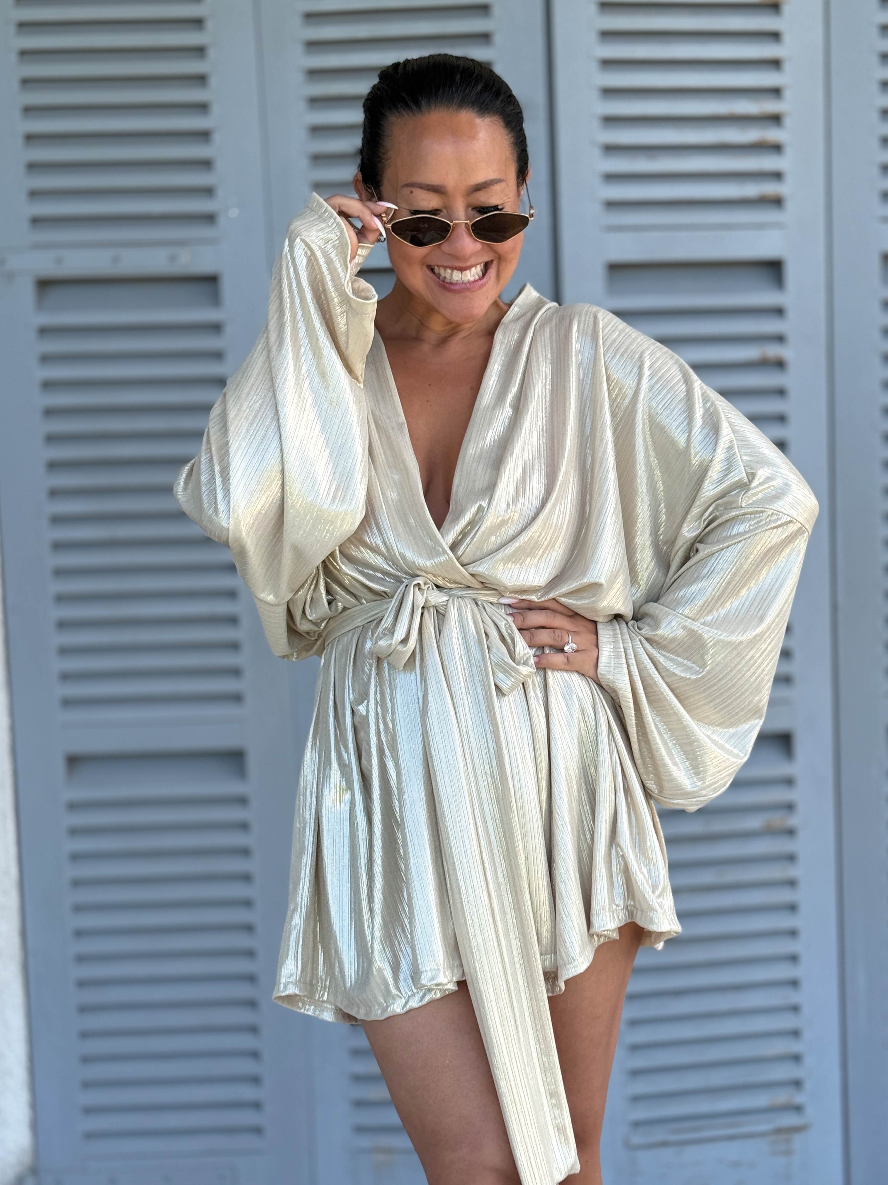 Wickel Kimono Jacke - LOTUS - Champagner Wickel Kimono Jacke - LOTUS - Champagner