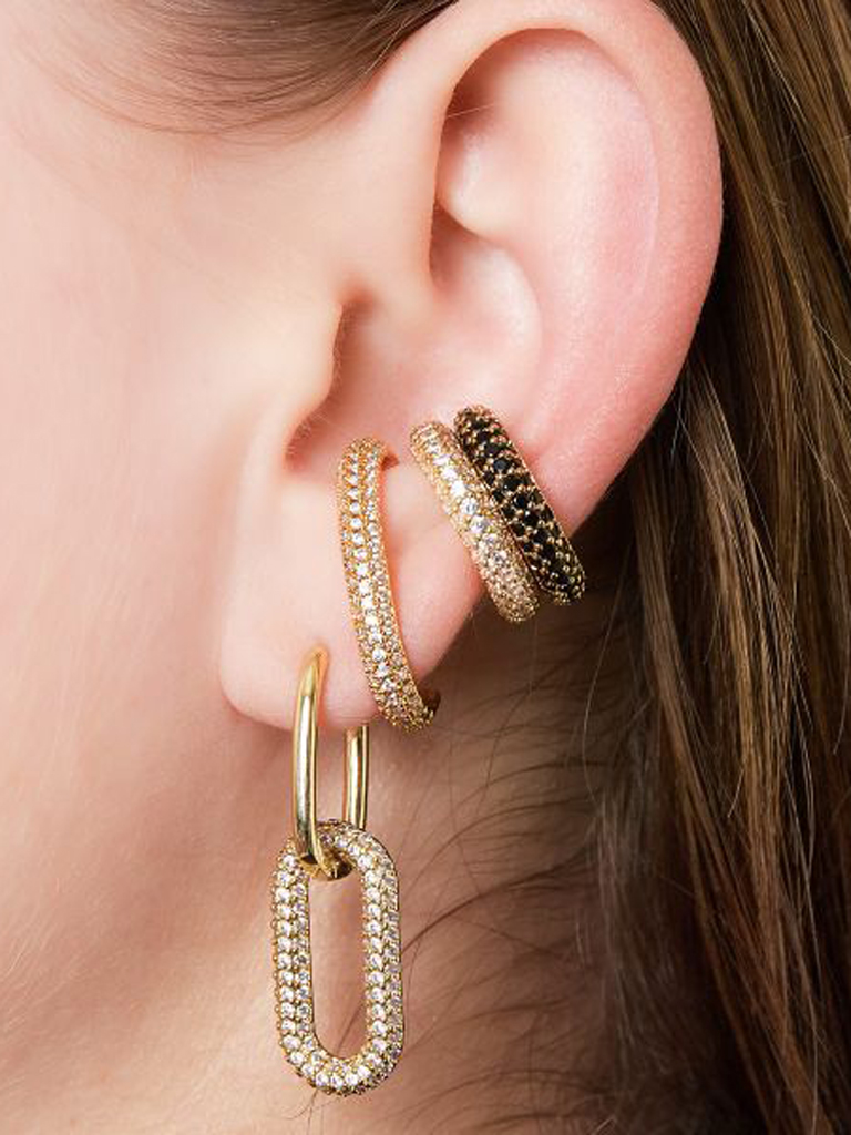 Ohrringe - Glam Ear cuff  - Edelstahl - Gold/Weiß