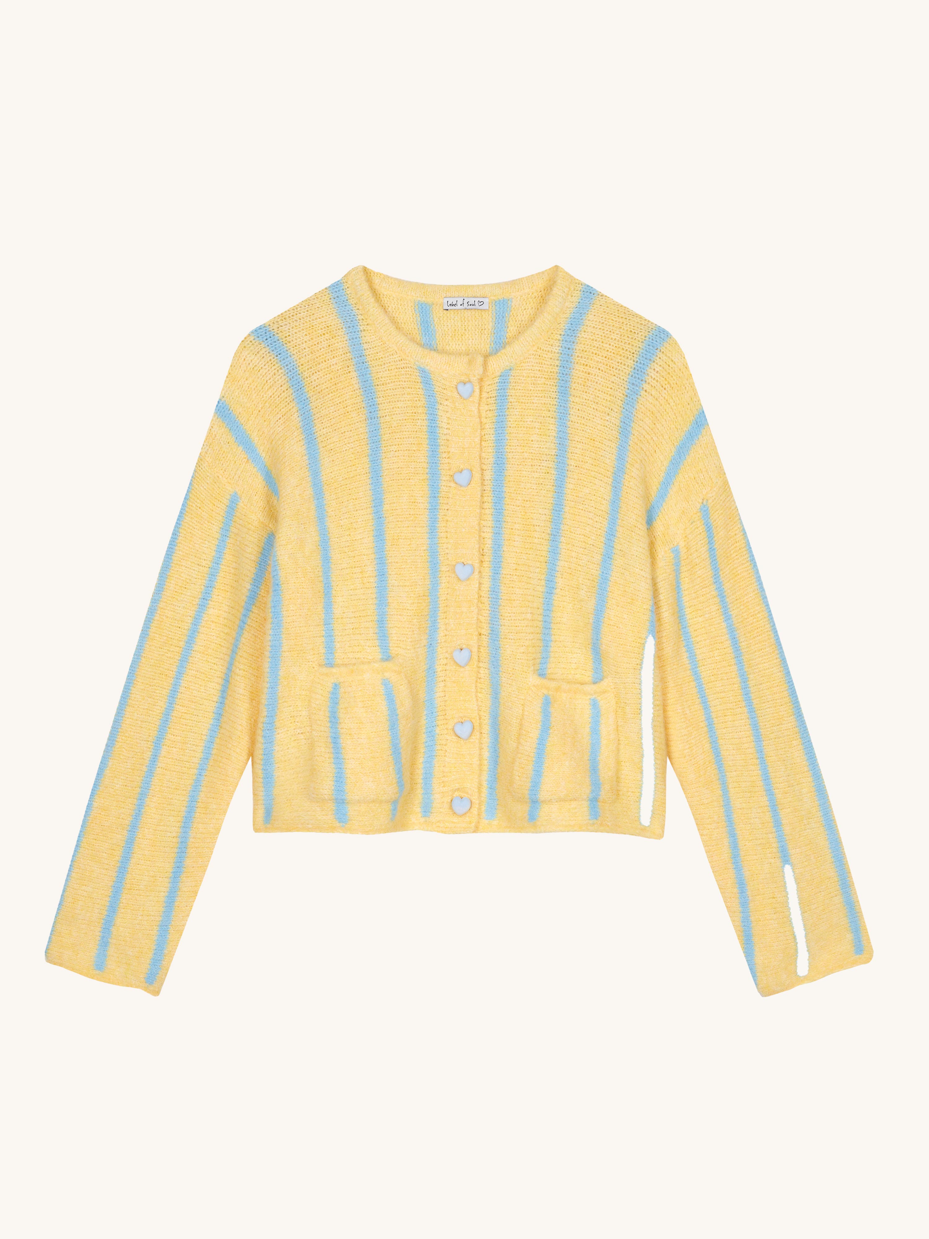 Gestreifte Strickjacke - LOVELY - Gelb/Blau