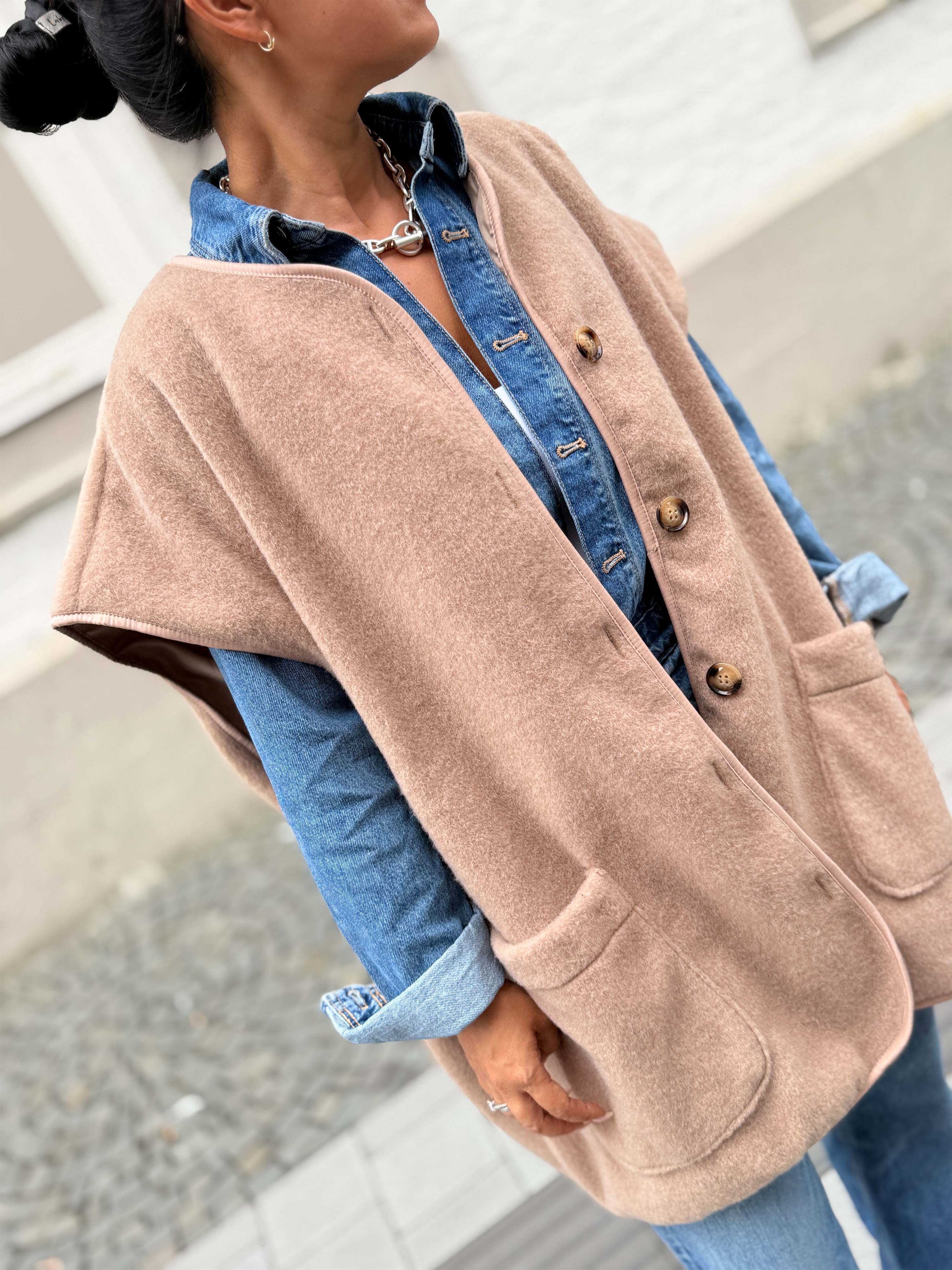 Oversize Weste mit Taschen - SIGNATURE - Chestnut Oversize Weste mit Taschen - SIGNATURE - Chestnut