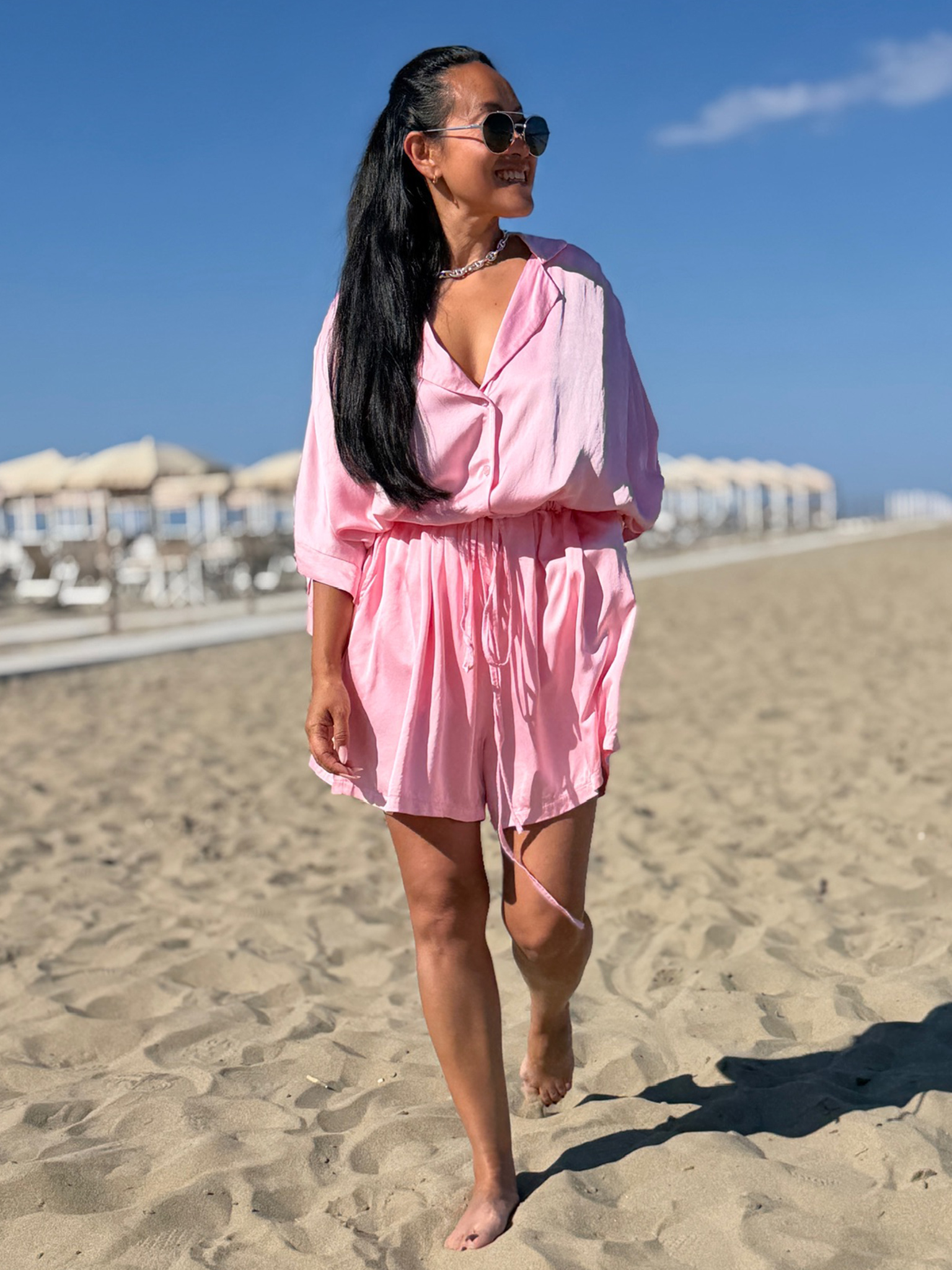 Viskose Bermuda Shorts - ELEGANCE - Rosa