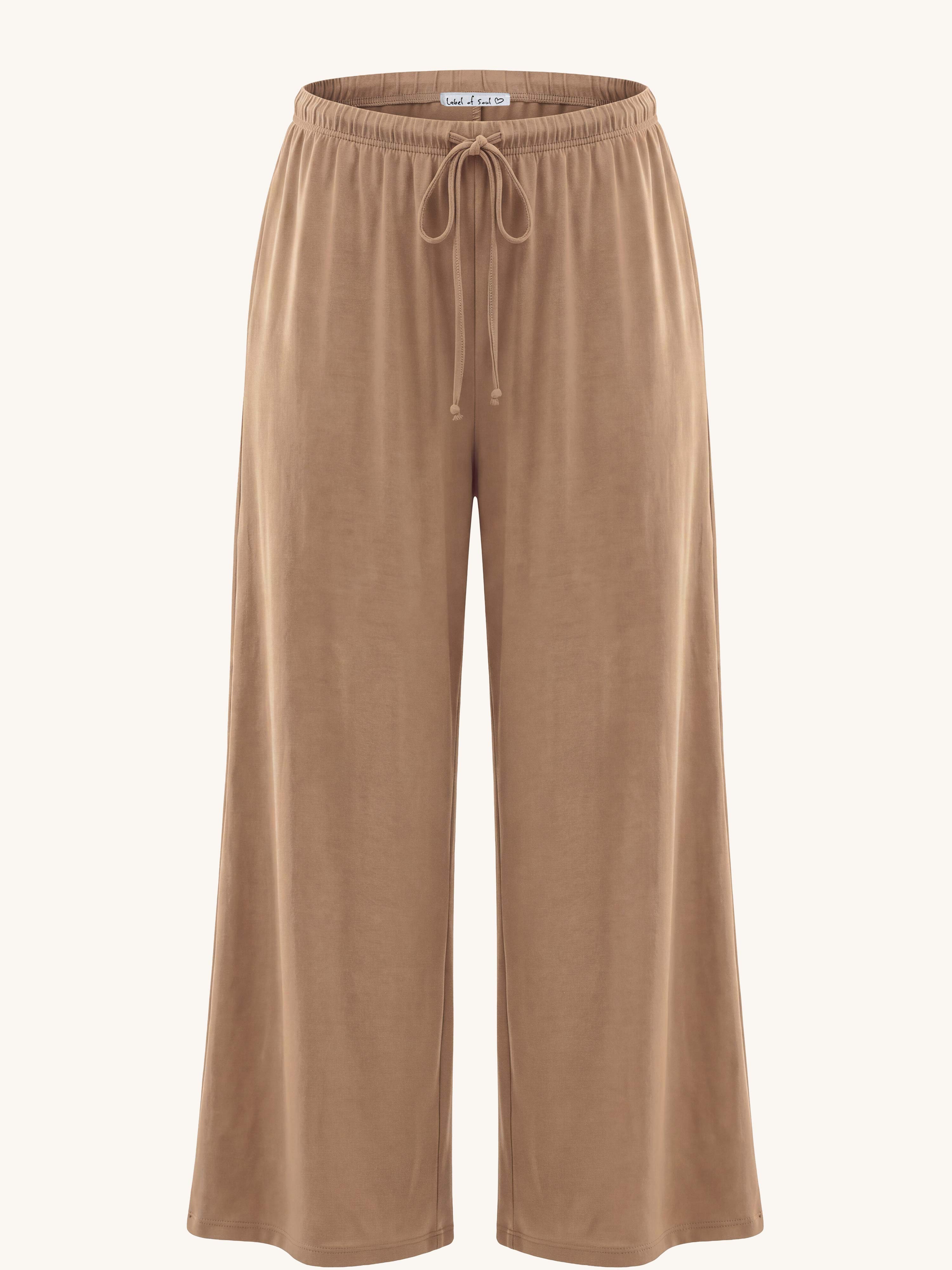 Basic Oversize Loungewear Palazzo Hose - LONG - Camel