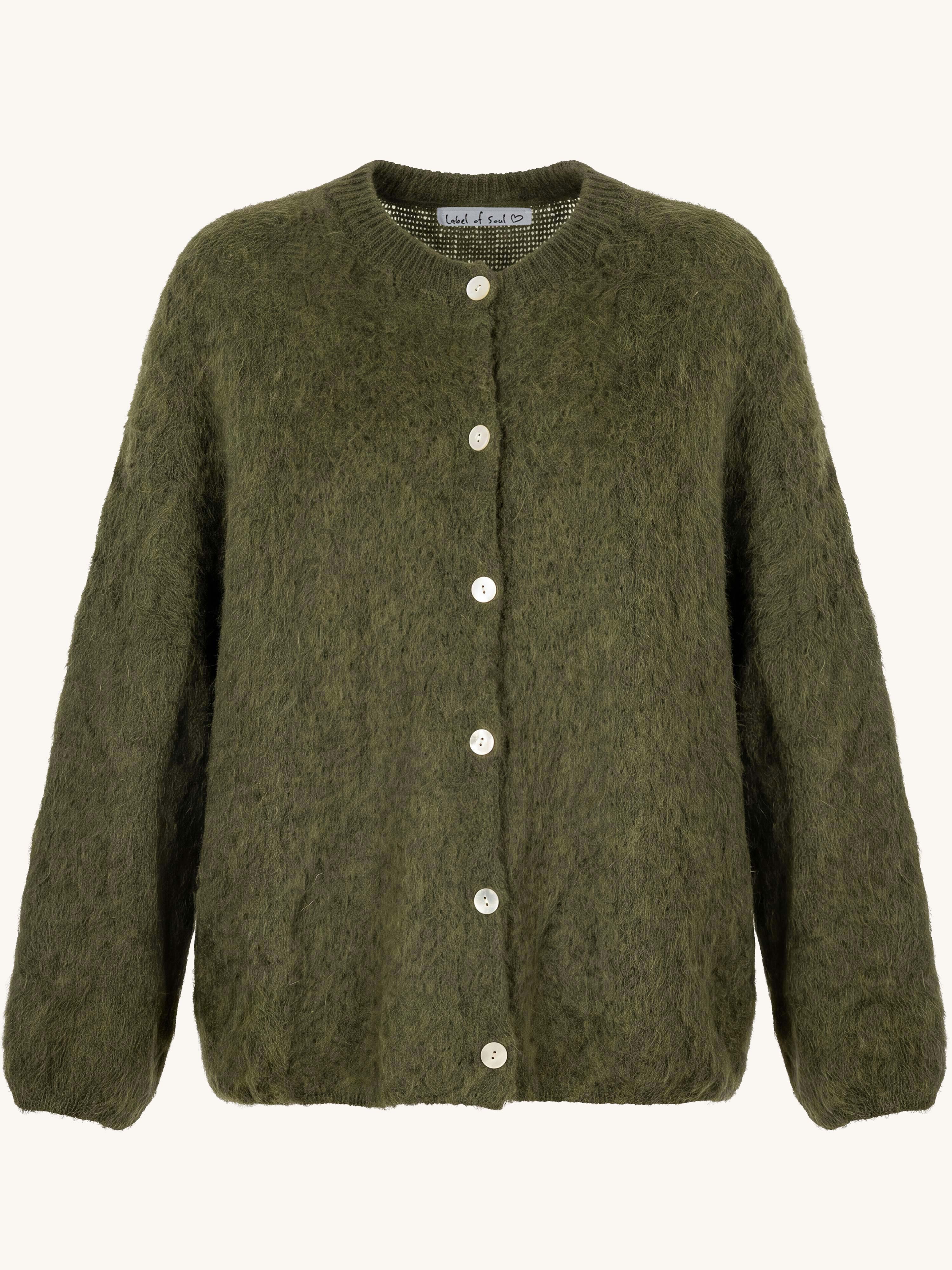 Oversize Strickjacke - FLUFFY - Olive