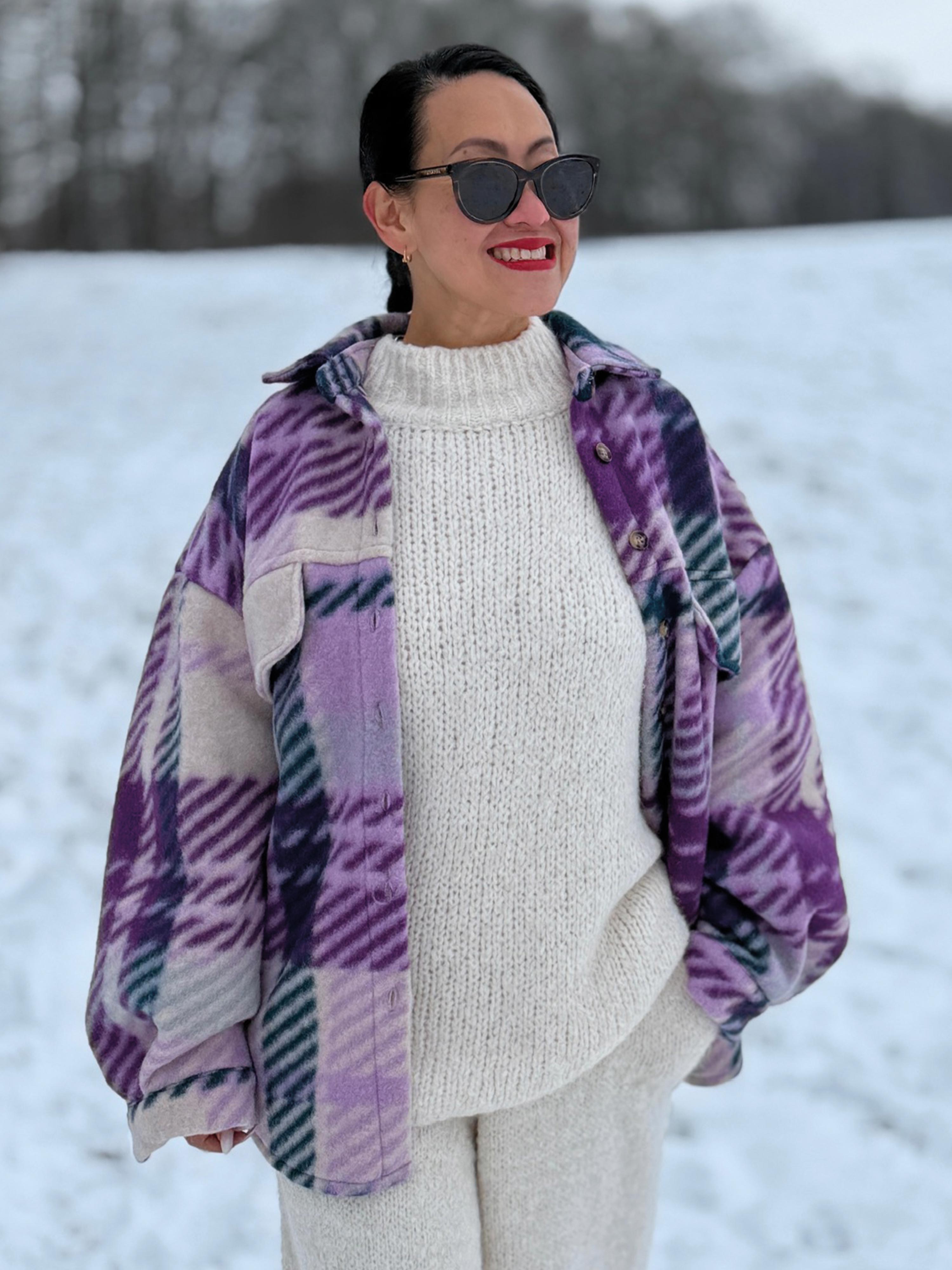 Overshirt Shacket Fleece Jacke - Lila