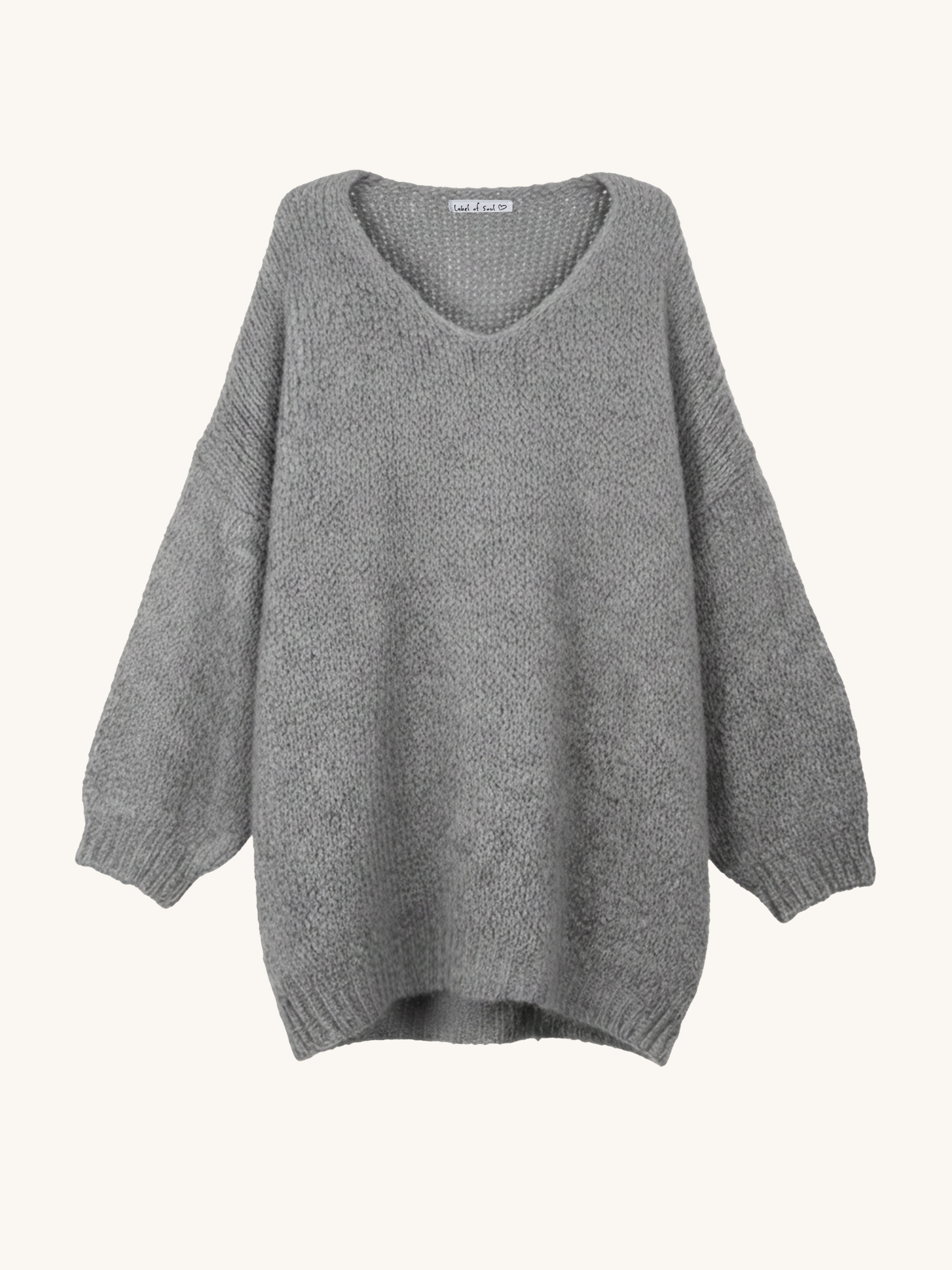 Oversize Strickpullover mit V-Ausschnitt FLAUSCHI REGULAR - Anthrazit