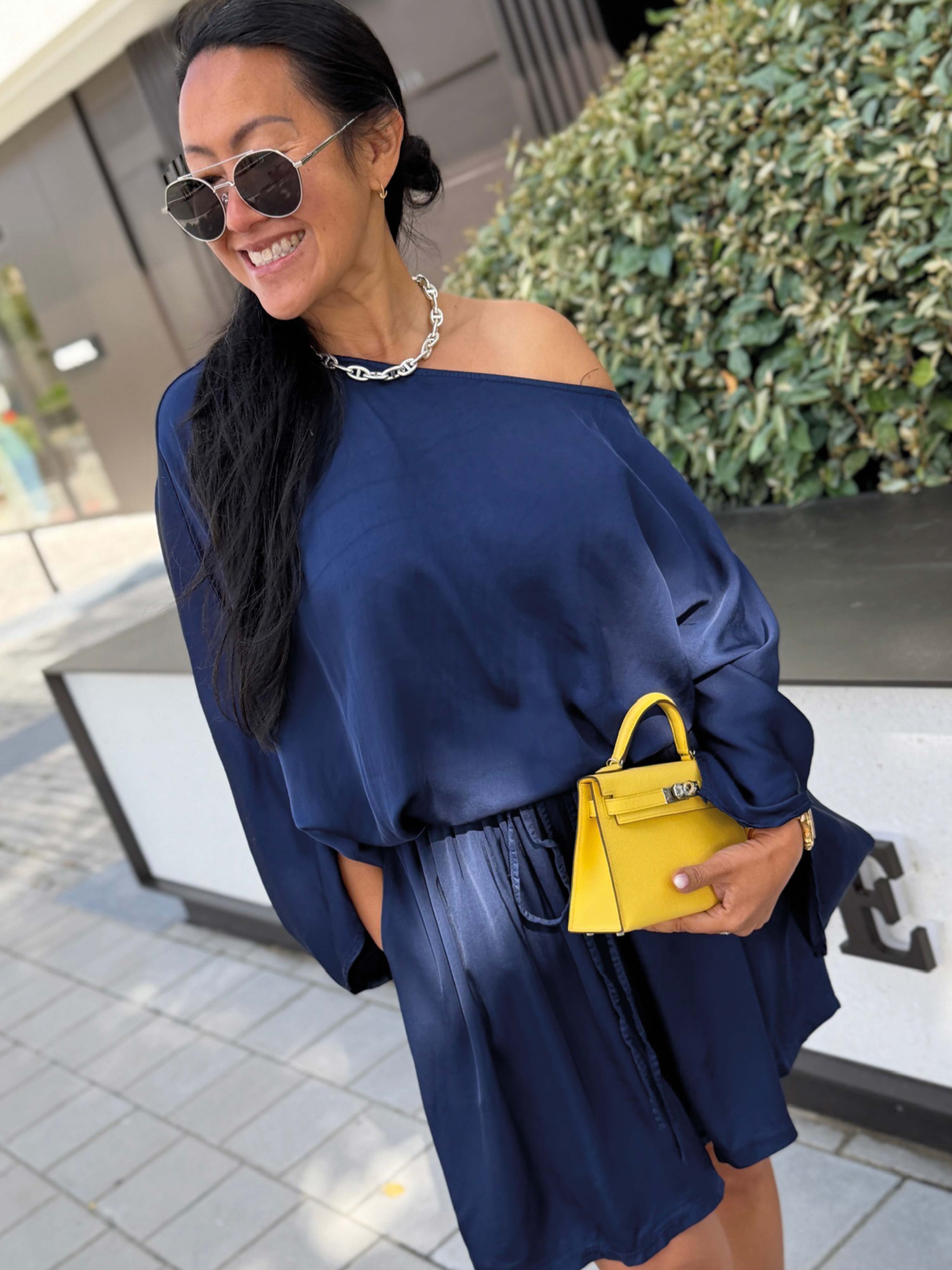 Oversize Viskose Poncho - ELEGANCE - Navy
