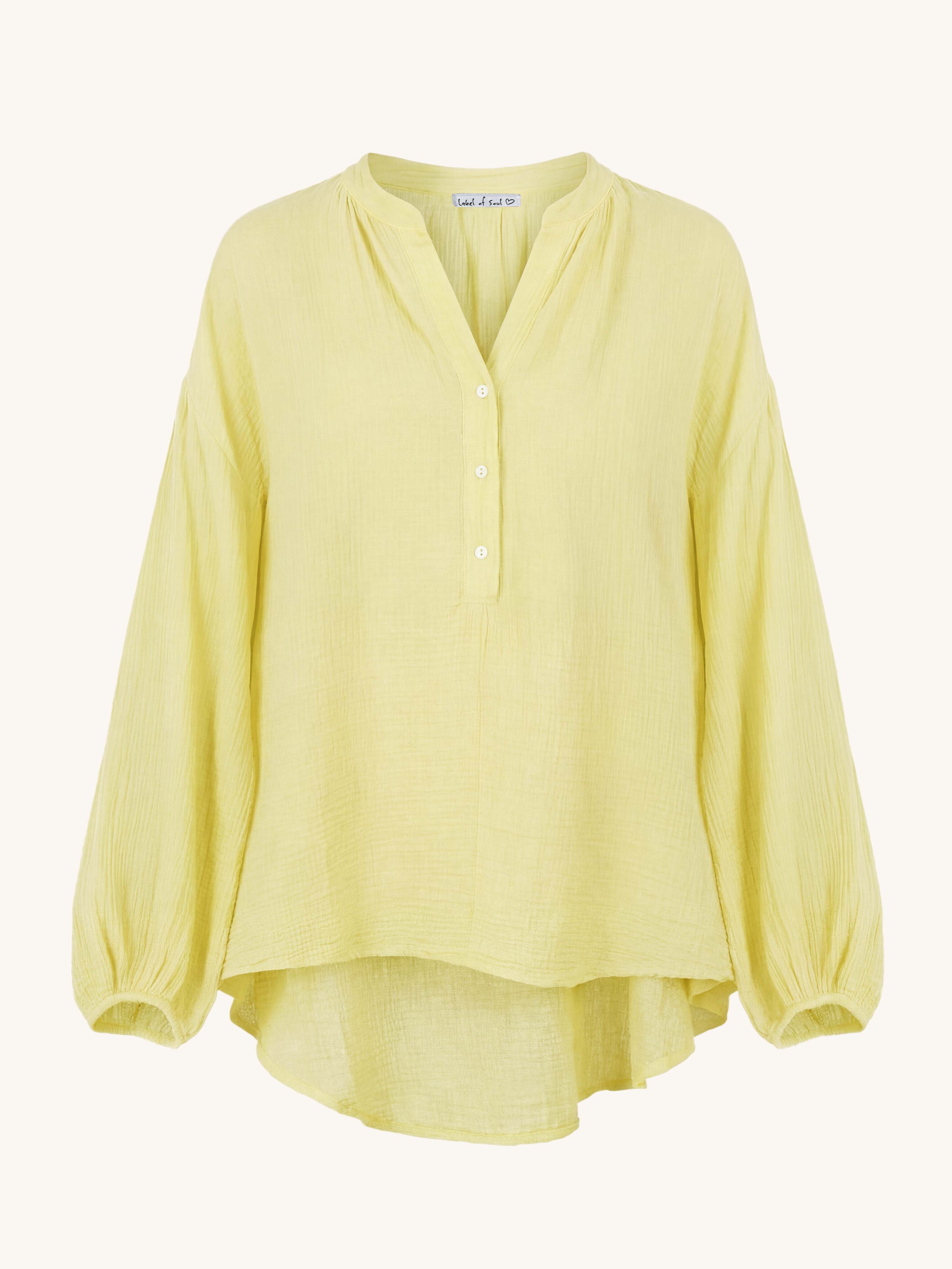 Musselin Vokuhila Oversize Bluse - Butter Yellow