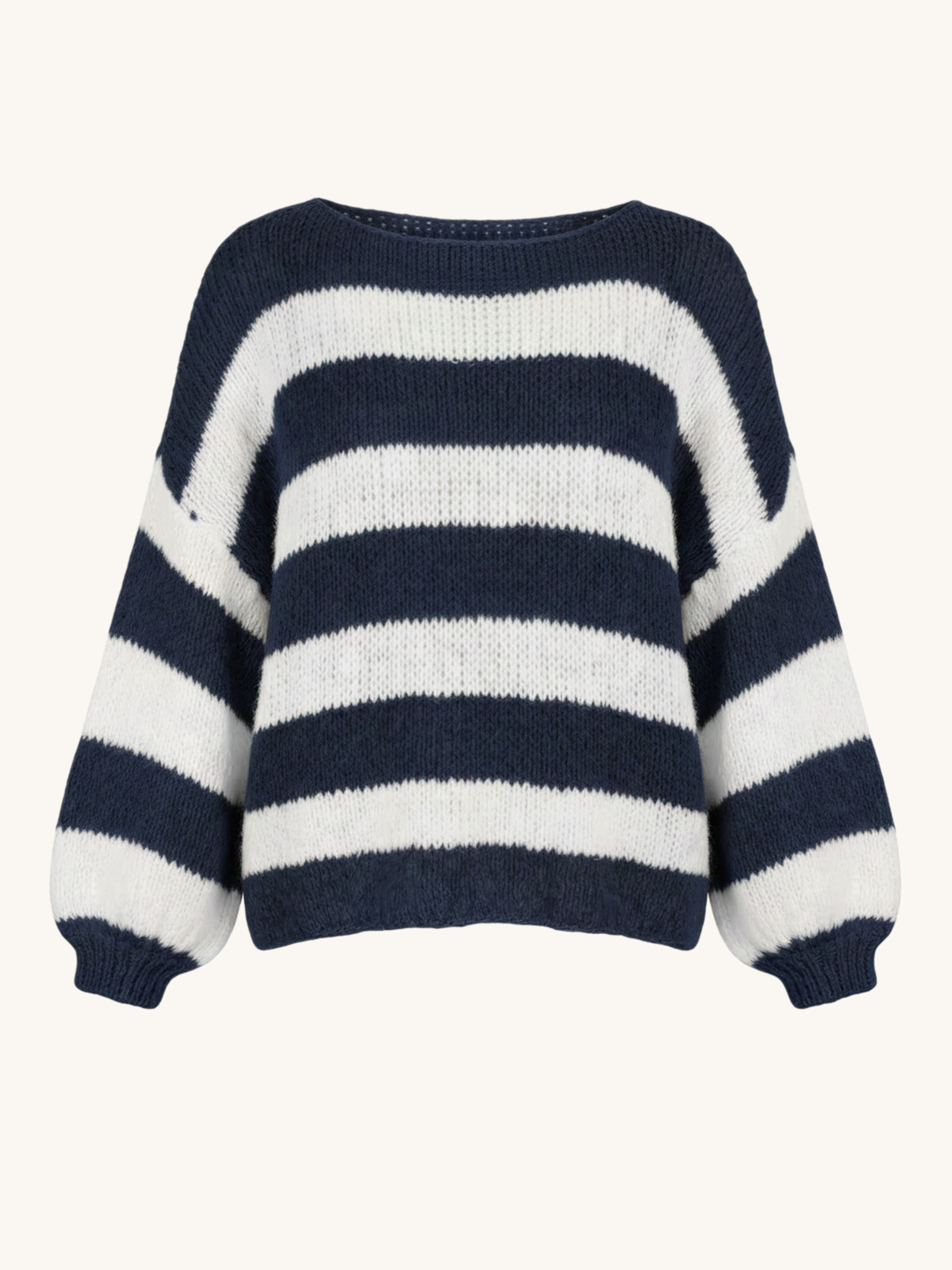 Oversize Cropped Strickpullover - FLAUSCHI - STRIPES - Navy