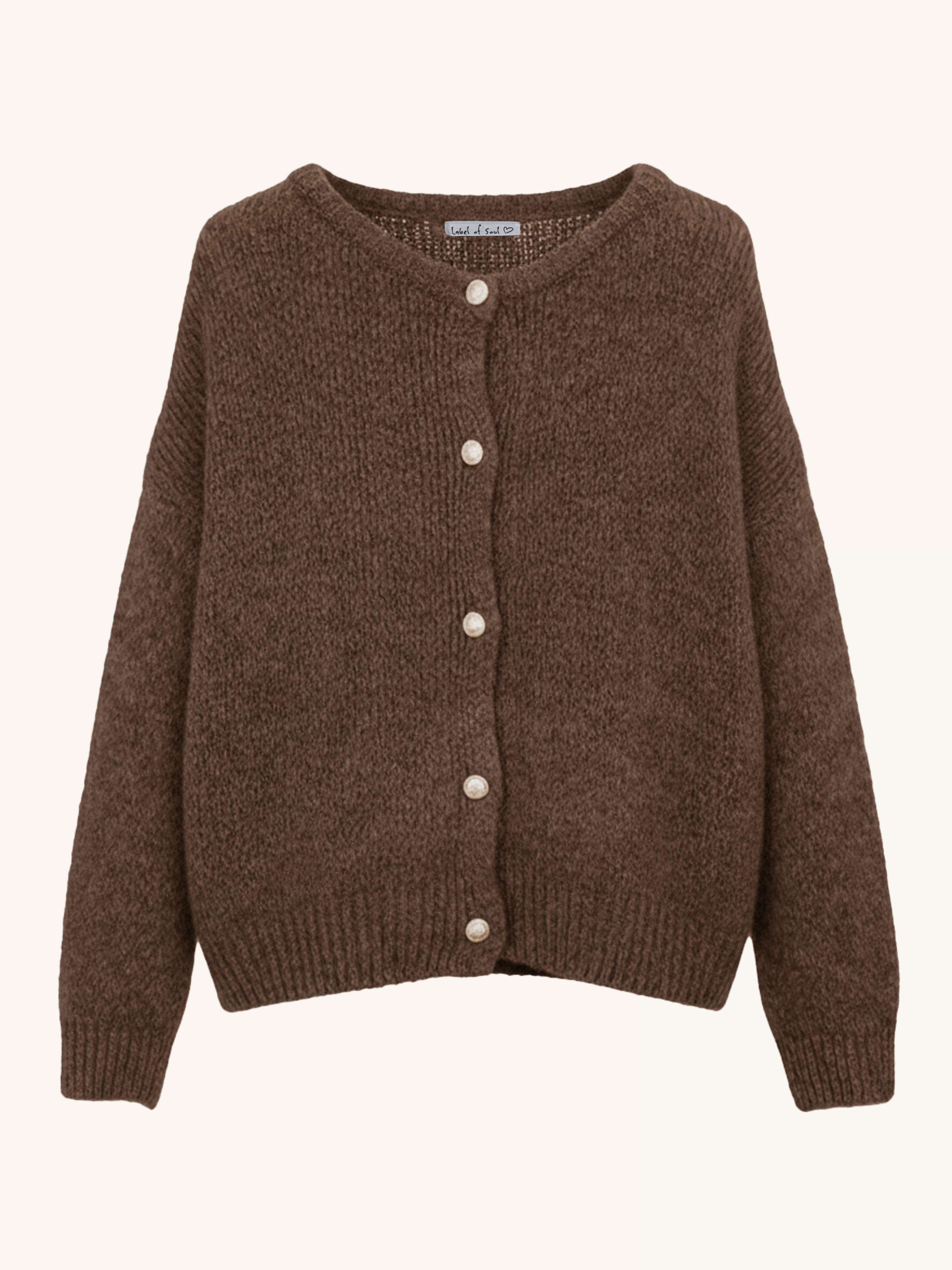 Strickjacke mit Baby-Alpakawollanteil - BUTTONS - Schoko