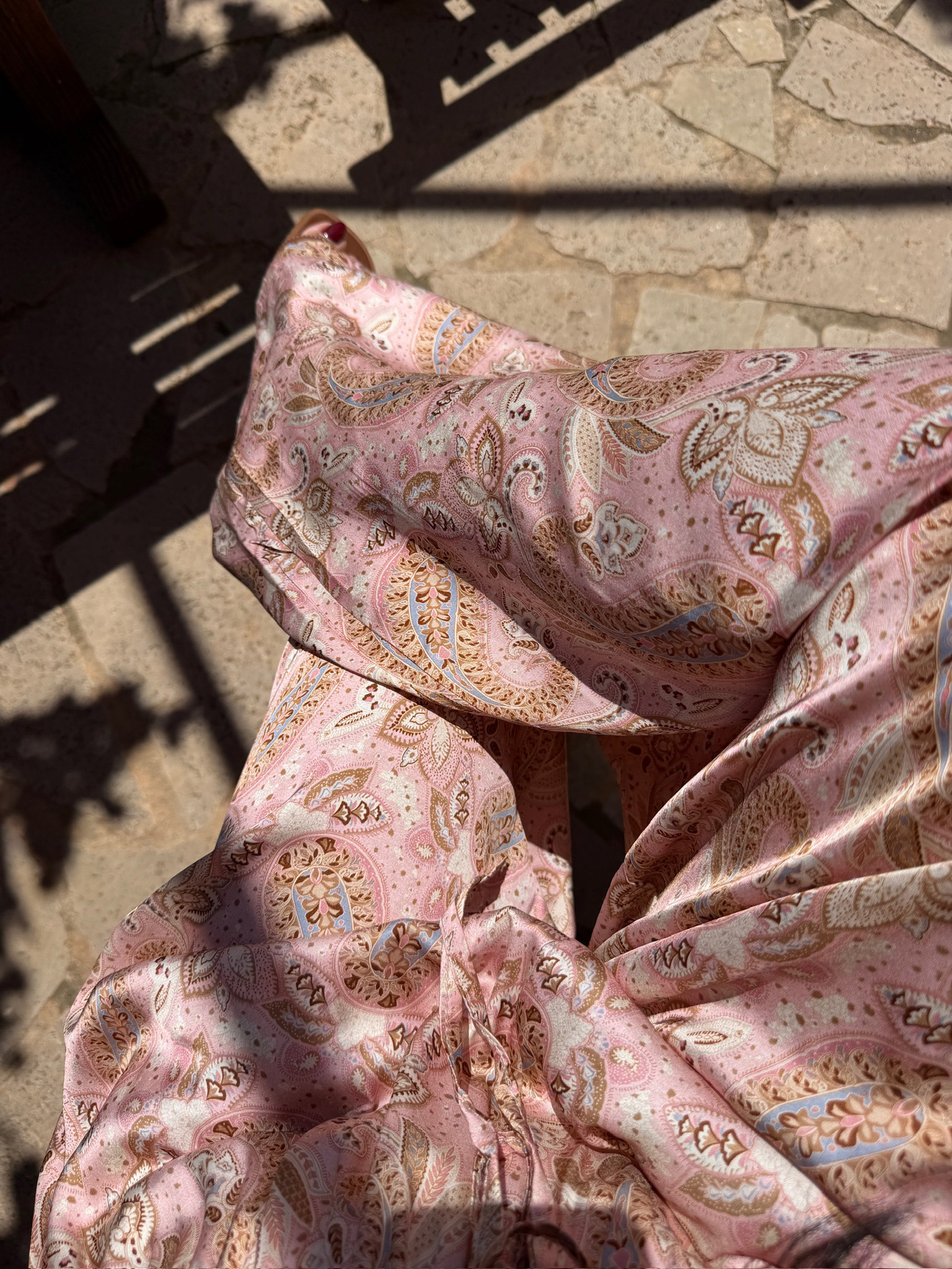 Viskose Palazzo Oversize Hose mit Seidenanteil - PAISLEY - Rosa