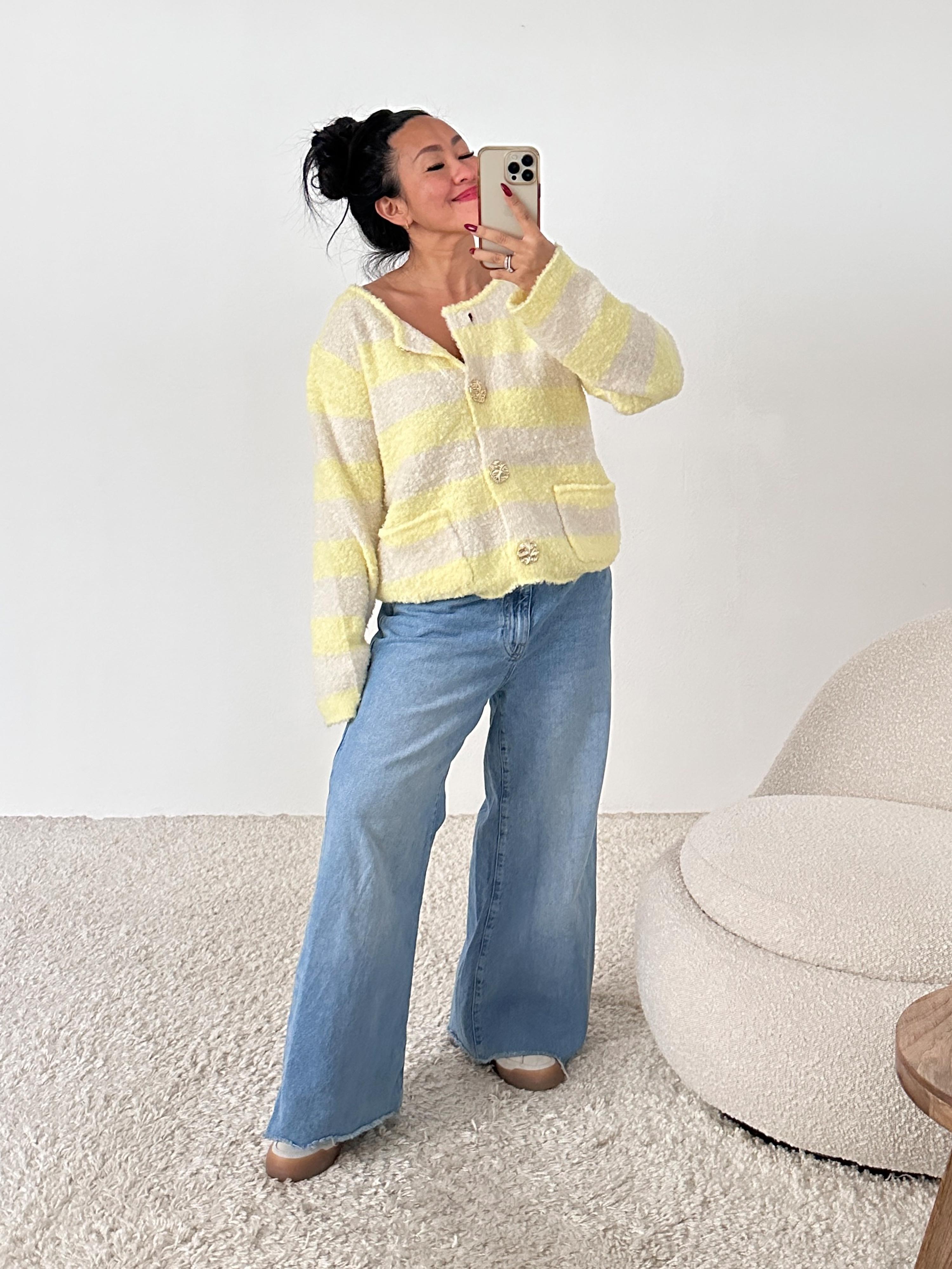 Cardigan mit Streifen & Rundhalsausschnitt - BUTTONI - Gelb/Beige