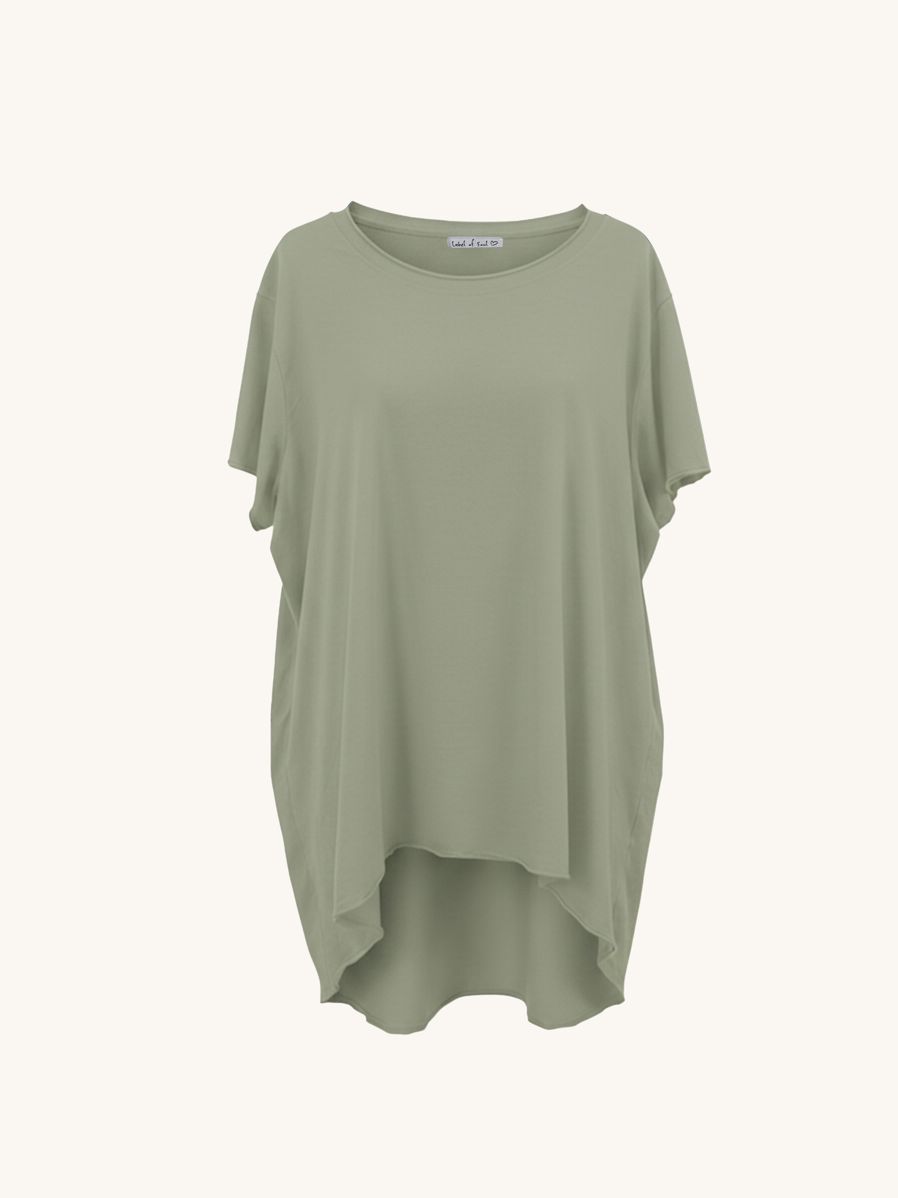 Basic Vokuhila Kurzarmshirt - Matcha