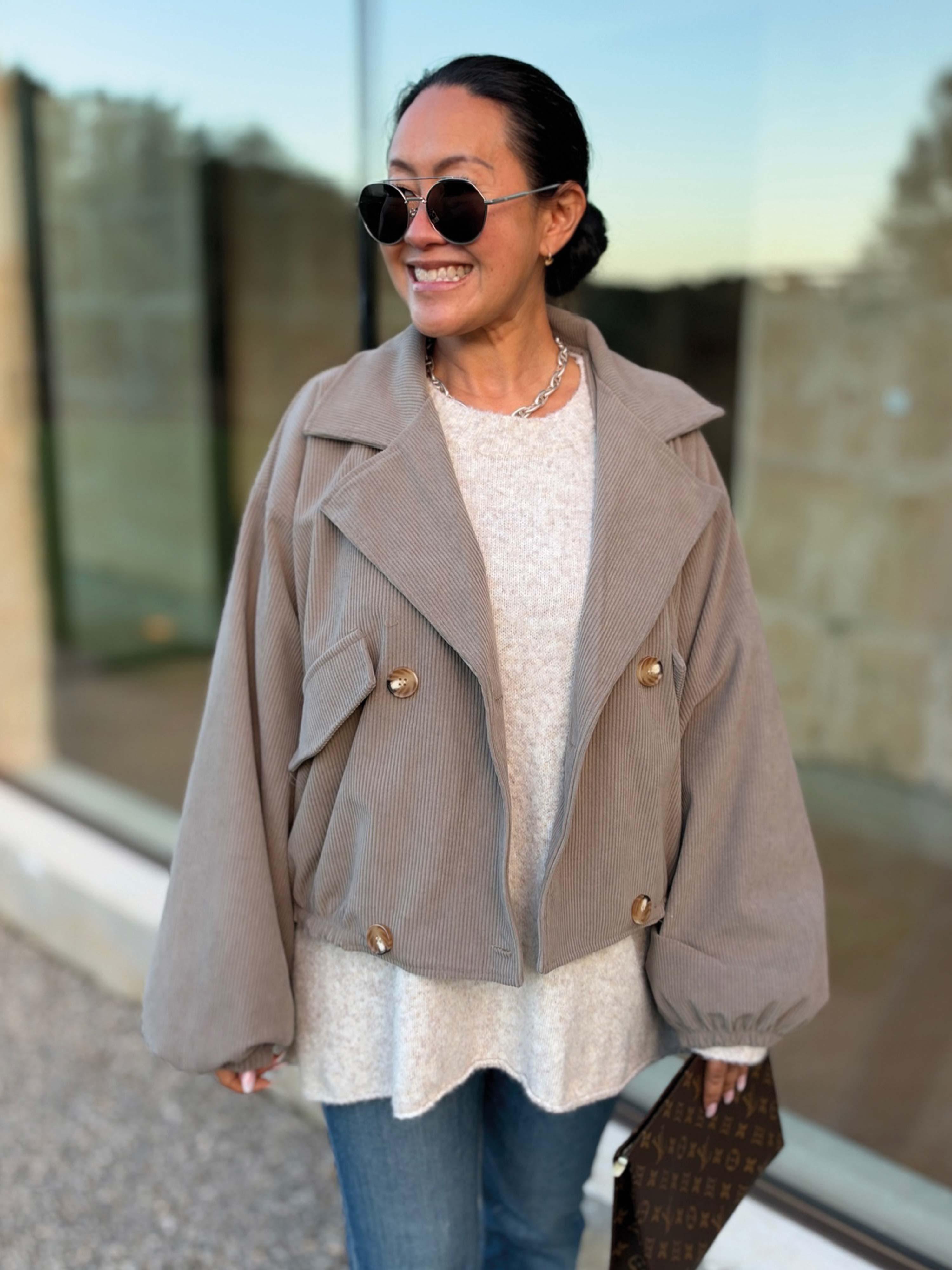 Cord Blazer Jacke - Taupe