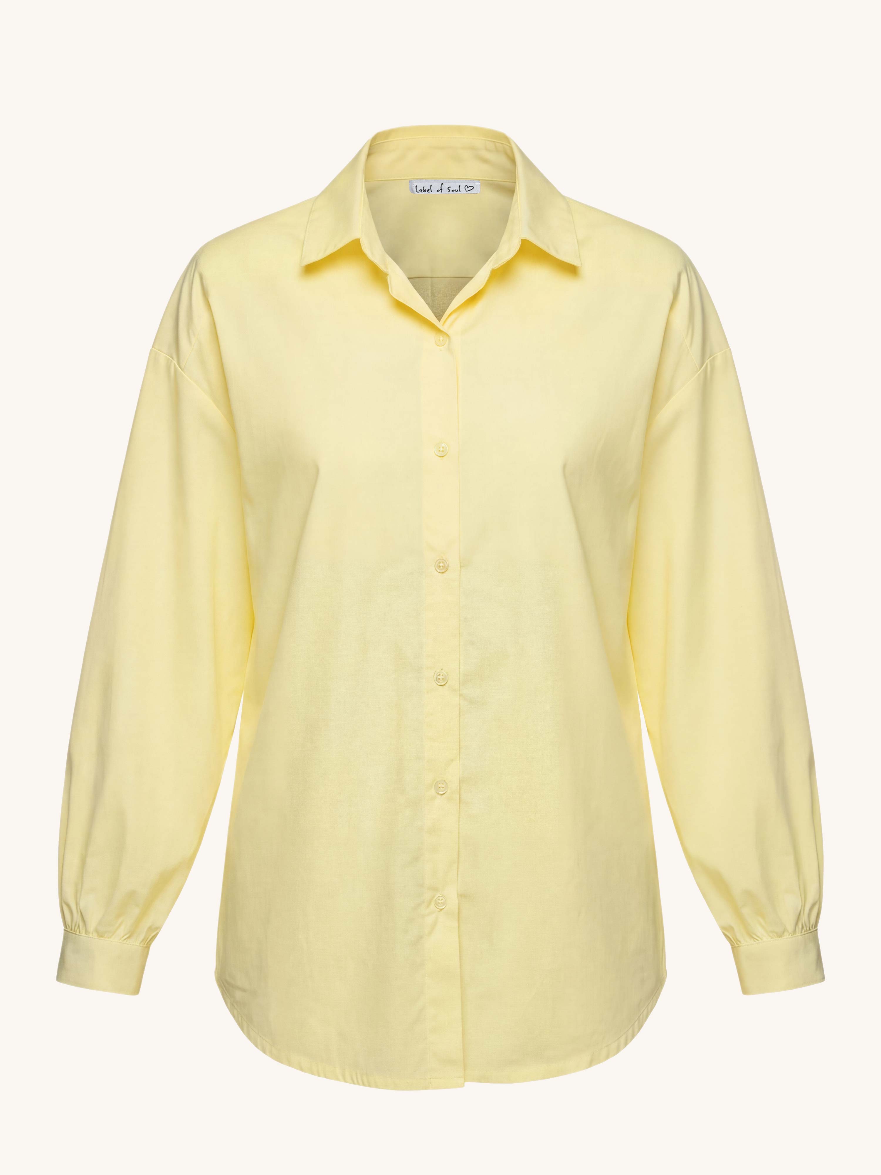 Cotton Midi Oversize Hemdbluse - Butter Yellow