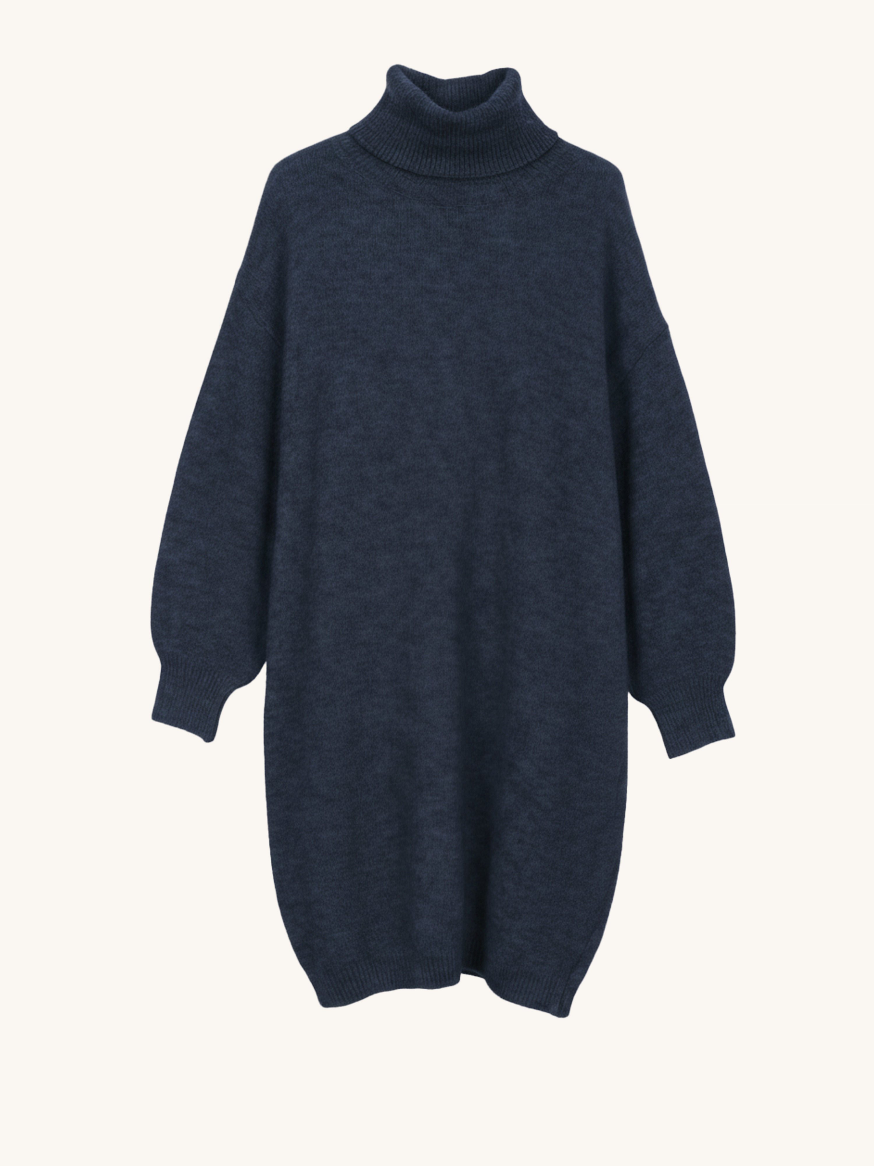 Oversize Long Strickpullover mit Rollkragen - Midnight Blue