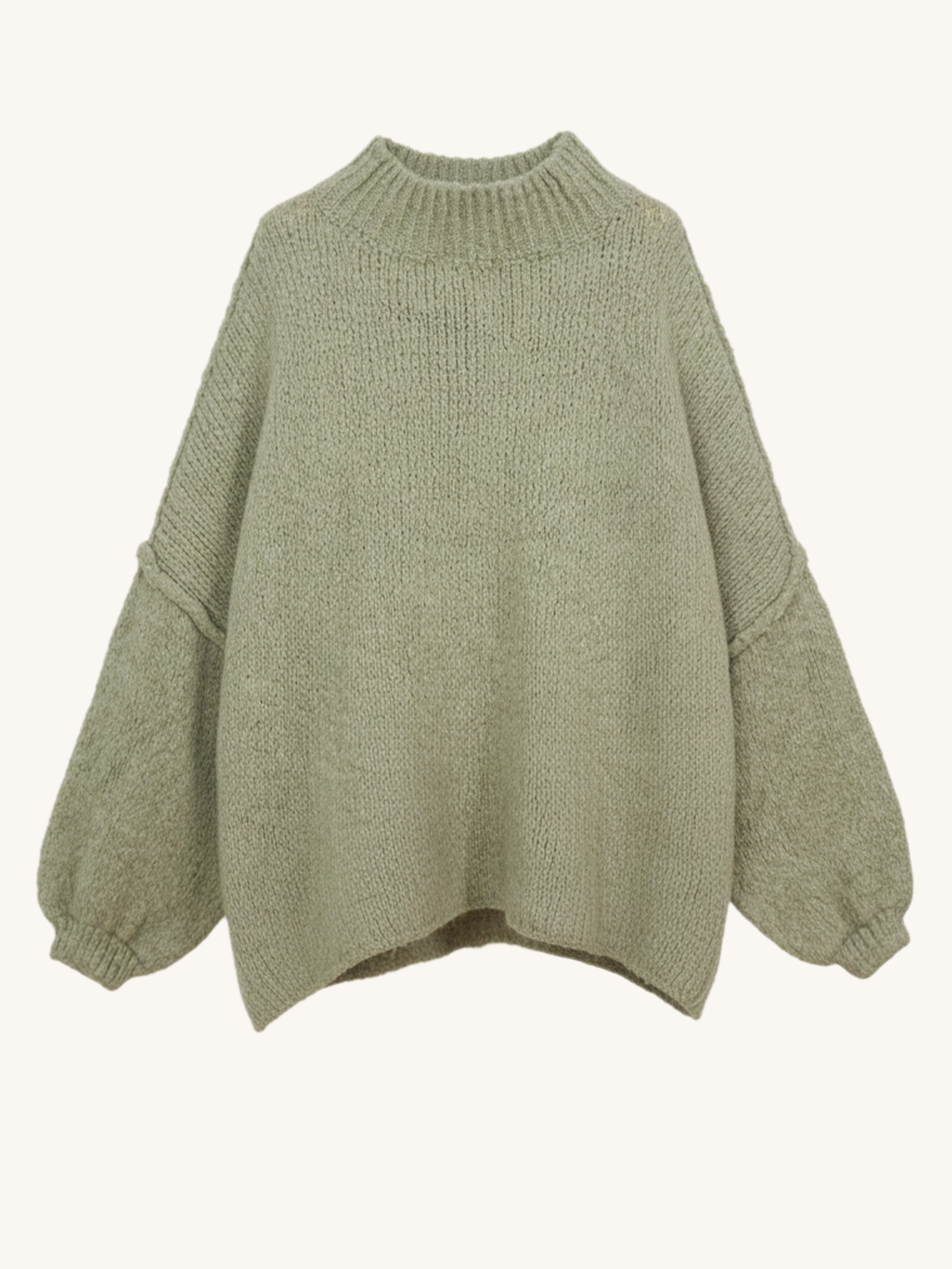 Oversize Strickpullover mit Stehkragen FLAUSCHI - REGULAR - Matcha