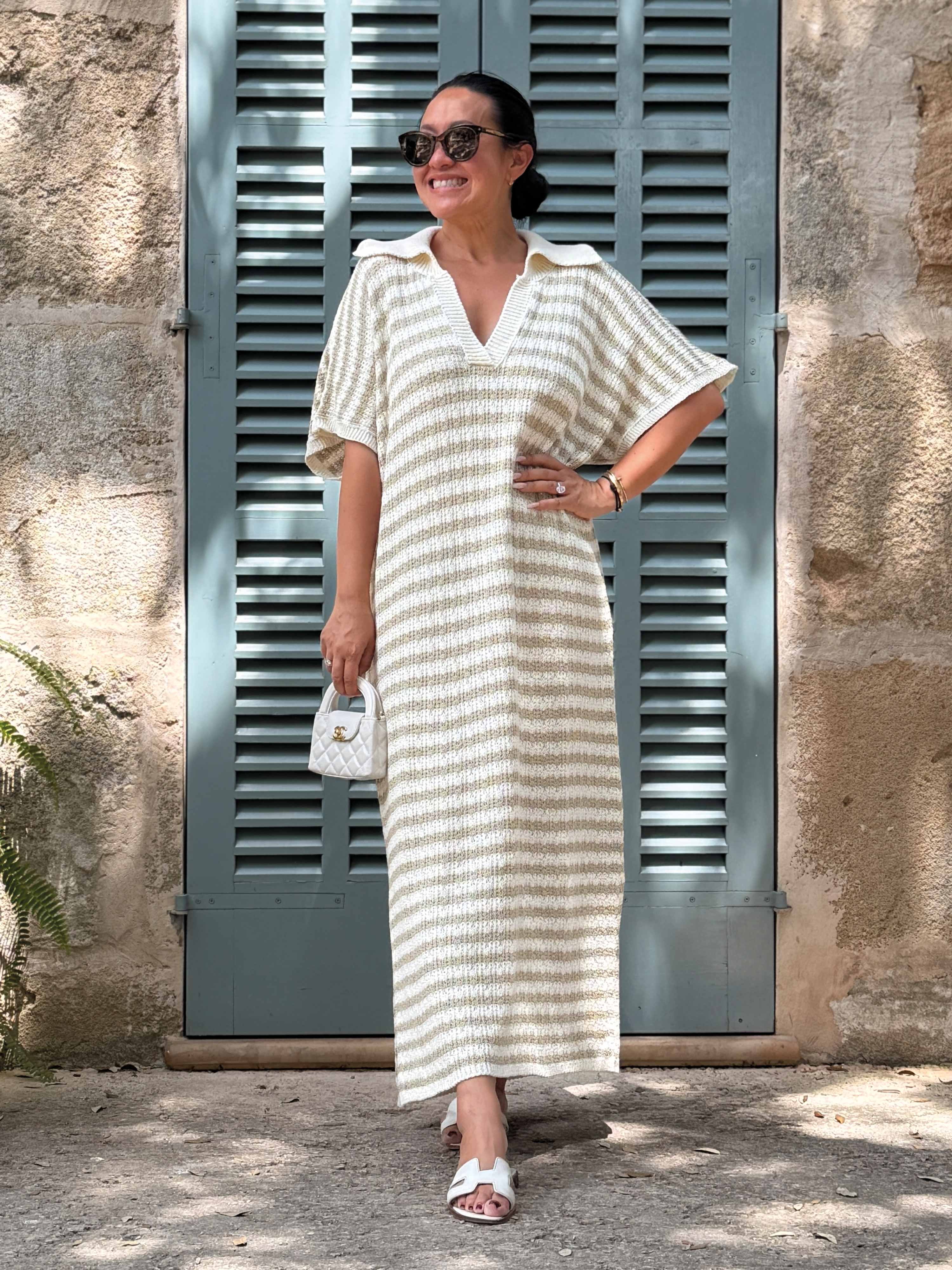 Häkelkleid Manacor - ONESIZE -  STRIPES Oatmeal