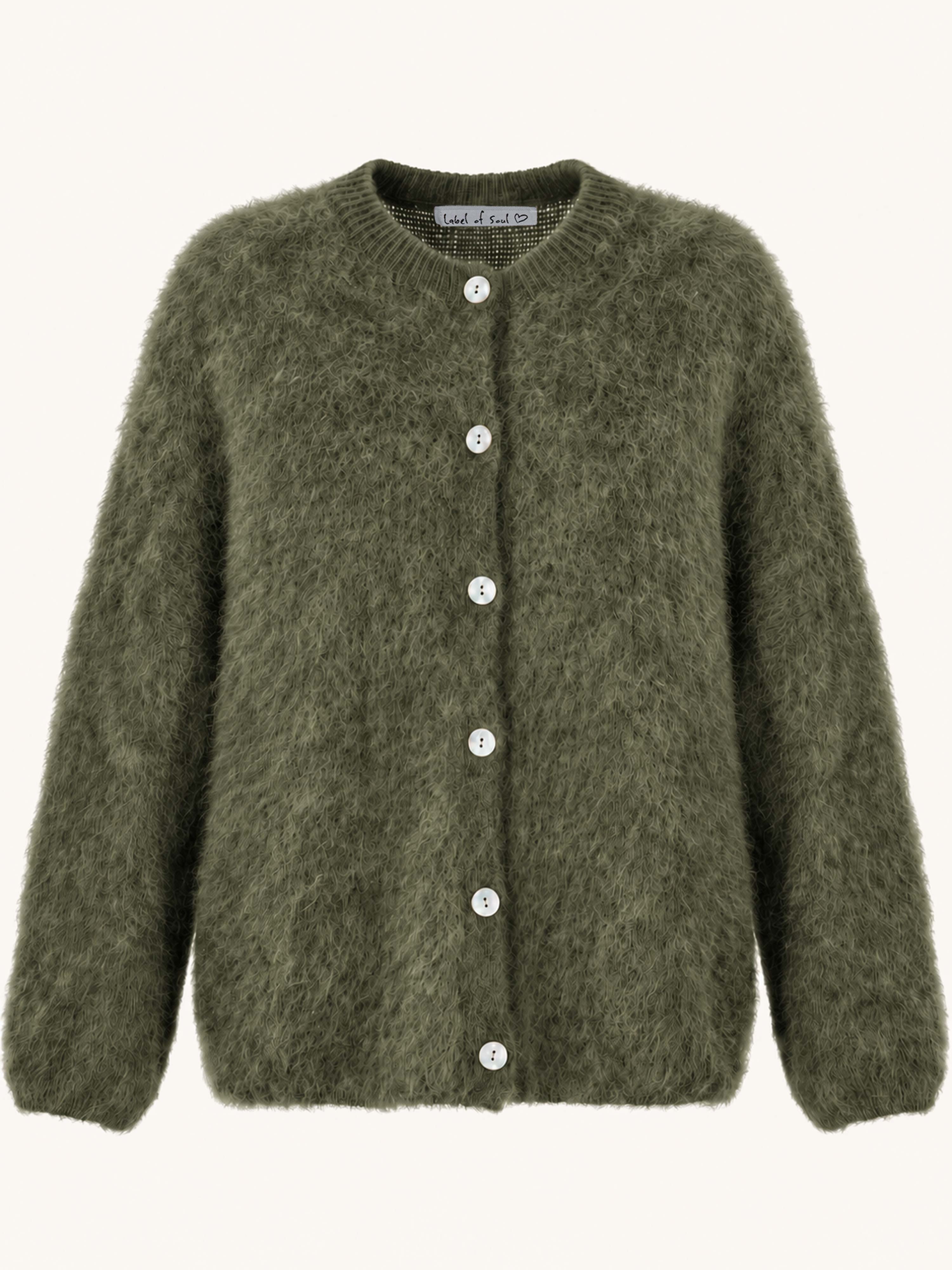 Oversize Strickjacke - FLUFFY - Olive